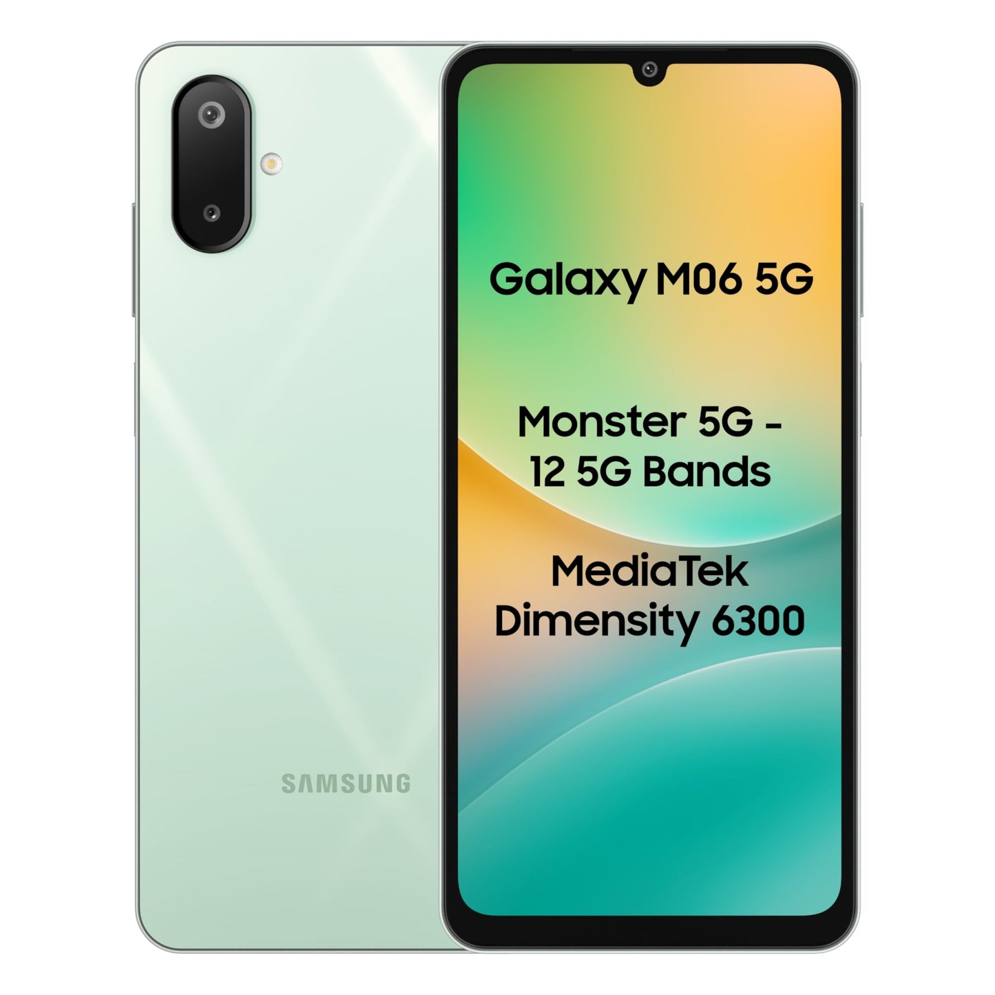 Samsung Galaxy M06 5G (Sage Green, 4GB RAM, 128 GB Storage) | MediaTek Dimensity 6300 | AnTuTu Score 422K+ | 12 5G Bands| 25W Fast Charging | 4 Gen. of OS Upgrades | Without Charger