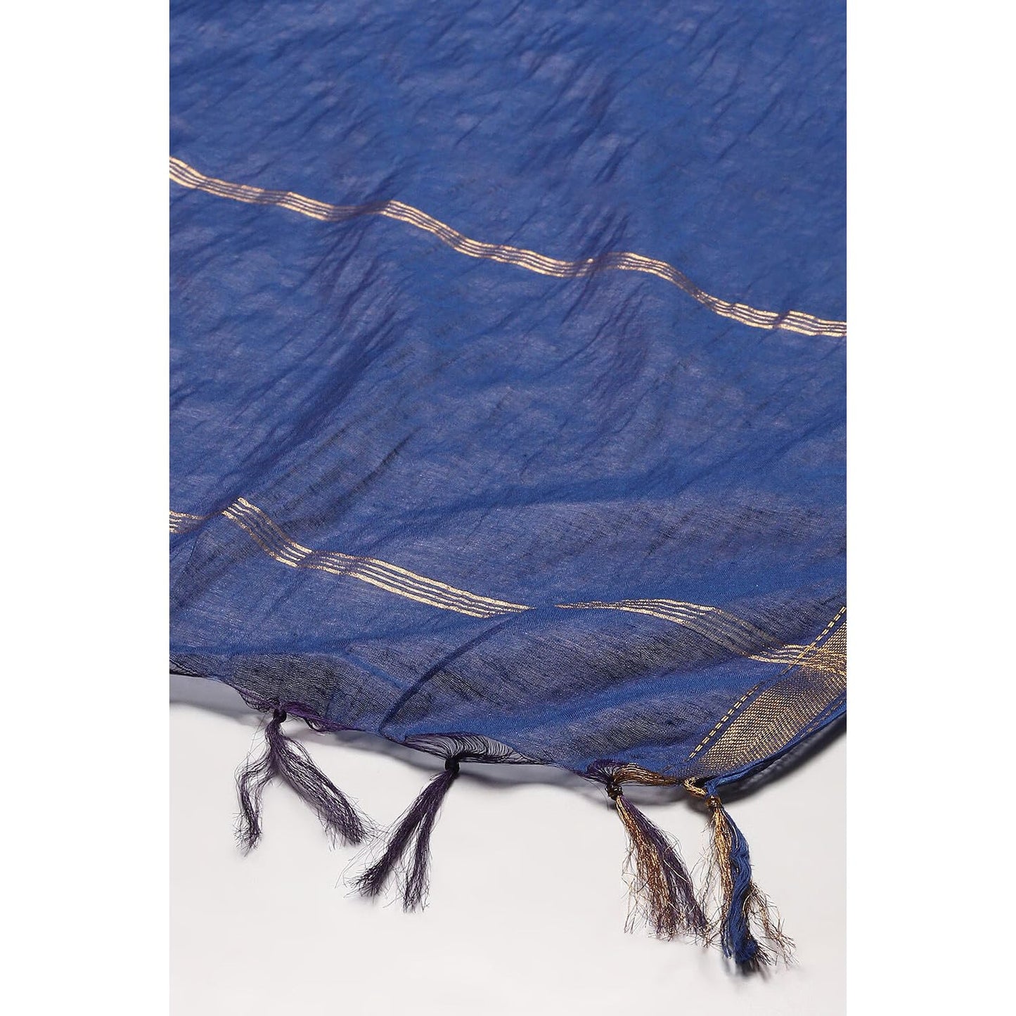 BIBA Women's Navy Cotton Blend Yarn dyed Dupatta