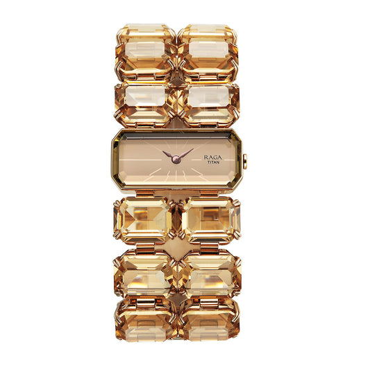 Titan Raga Cocktails Quartz Analog Brown Dial Metal Strap Watch for Women