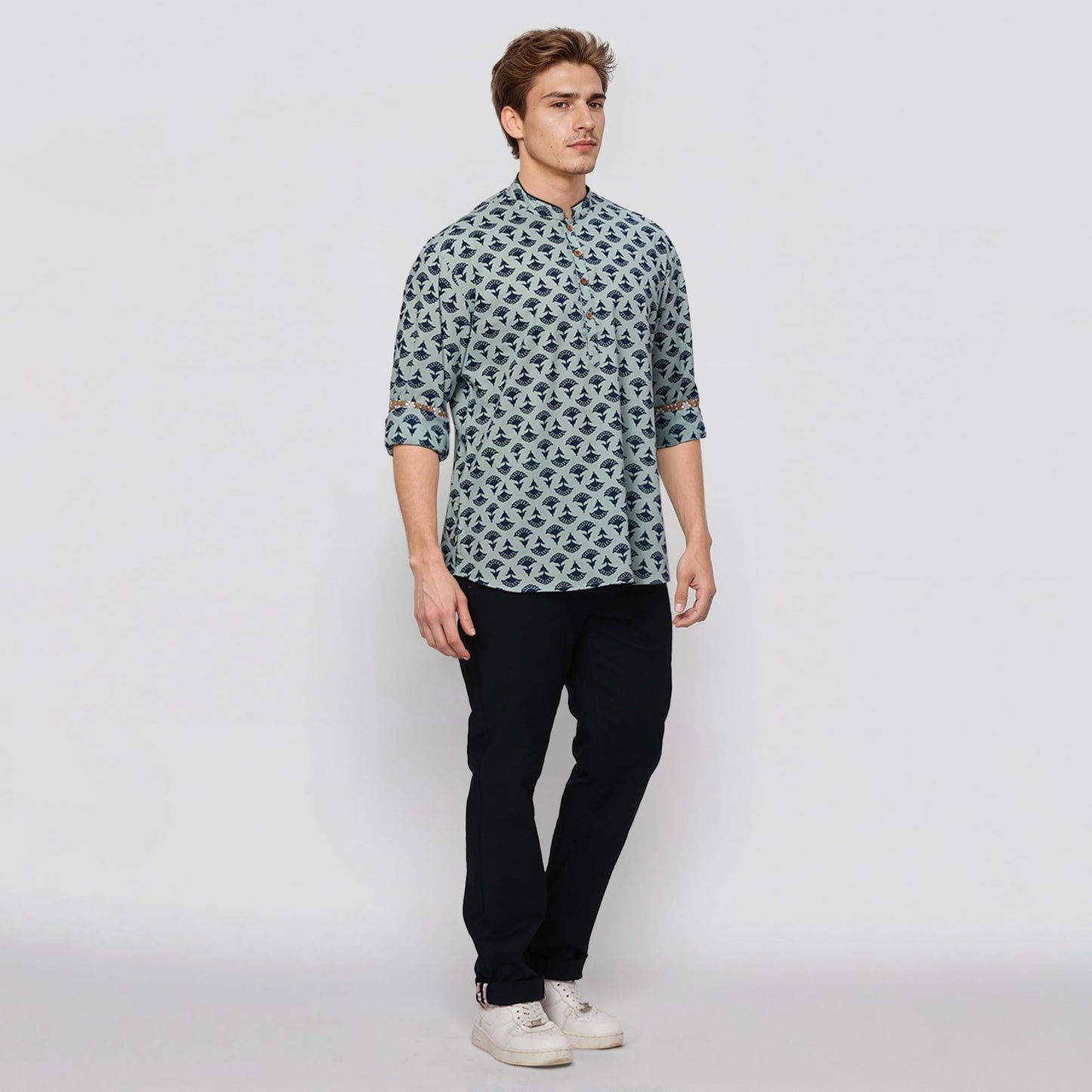 Raymond Ethnix Mens Medium Blue Short Kurta