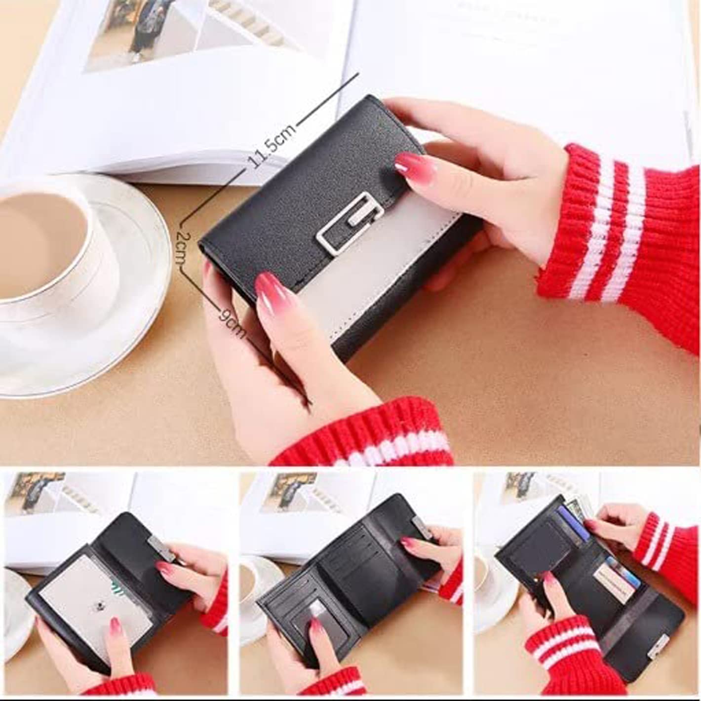 ARURA (LABEL) Women's Small Wallet Tri-Fold Clutch Multi-Functional PU Bag Wallet (Multi Color)