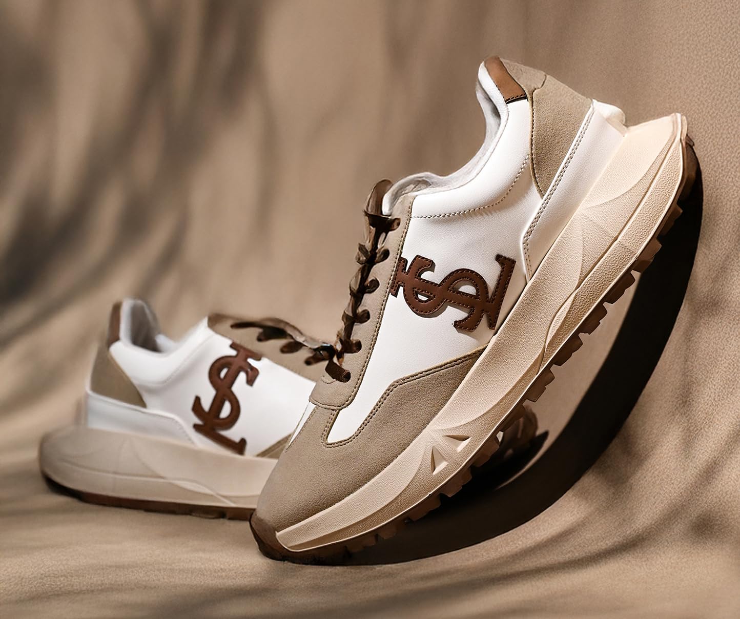 LOUIS STITCH Beige and White Sneaker for Men | Comfortable & Durable Sneaker | LSP-SNK-NBL | UK-9