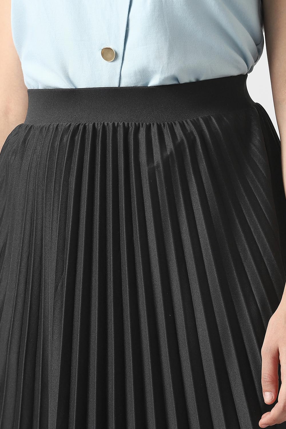 Women Black Solid Party Calf-Length Skirt