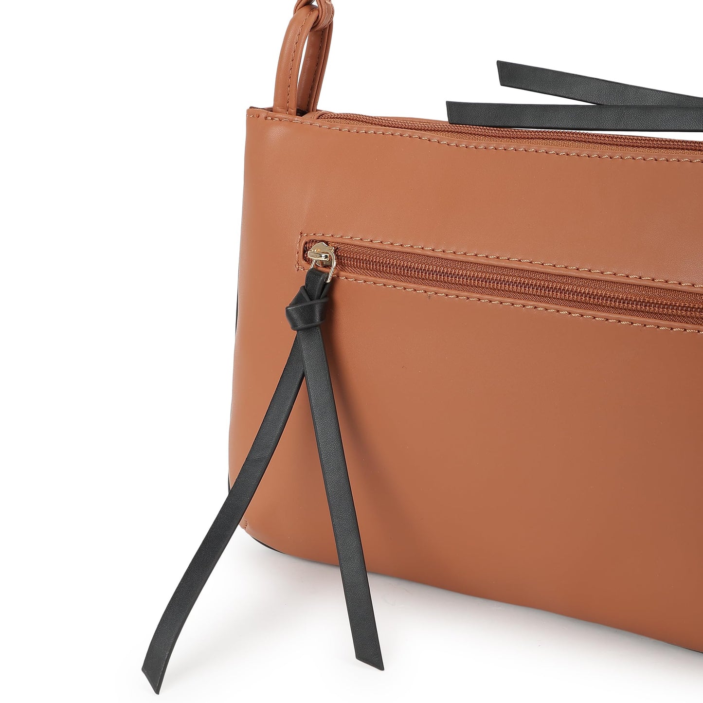 Fastrack Solid PU Structured Sling Bag for Women with Bow Detail | Metal Zipper | Slings for Casual Carry | Ladies Purse Handbag | Trendy Slings for Women