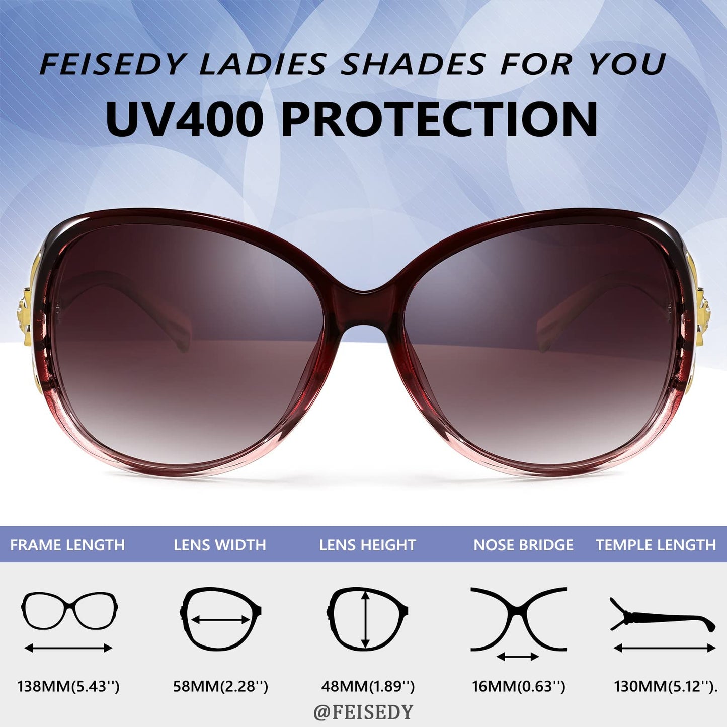 FEISEDY Classic Polarized UV Protection Sunglasses for Women Fashion Retro Sunglasses B2730