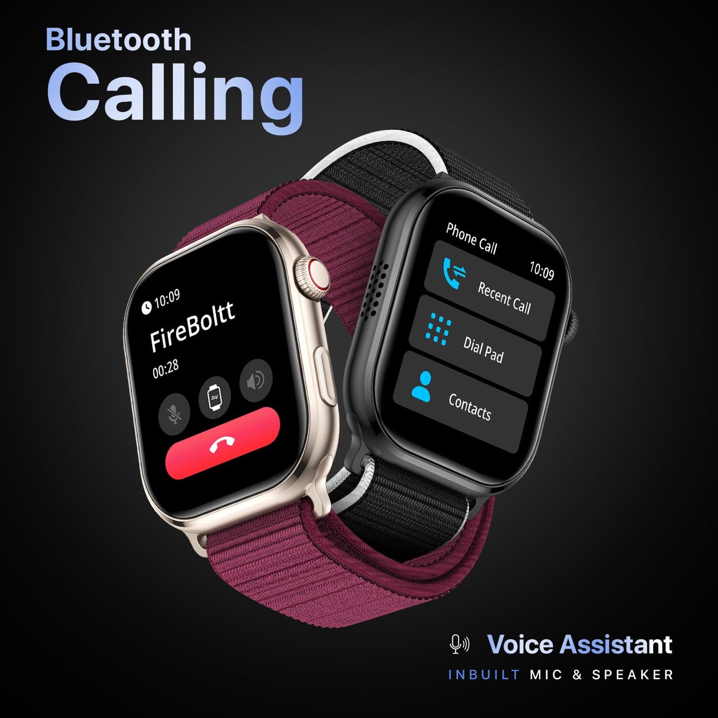 Fire-Boltt Brillia Pro Smart Watch with 51.3mm (2.02 inch) AMOLED Display, Bluetooth Calling, SpO2, Heart Rate Monitoring, 120+ Sports Modes, IP67 Waterproof, Long Battery Life (Active Black)