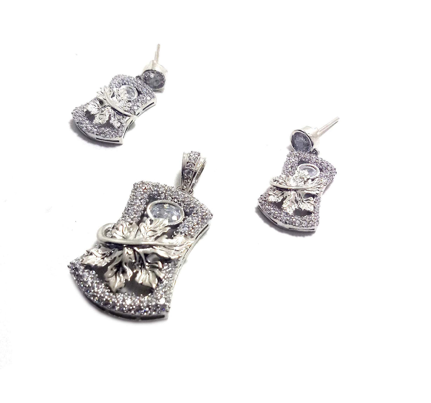 Pure Silver sterling Beatifull Earring & Pendant Set - Special Kashmeer Chinaar 325 Jewellery