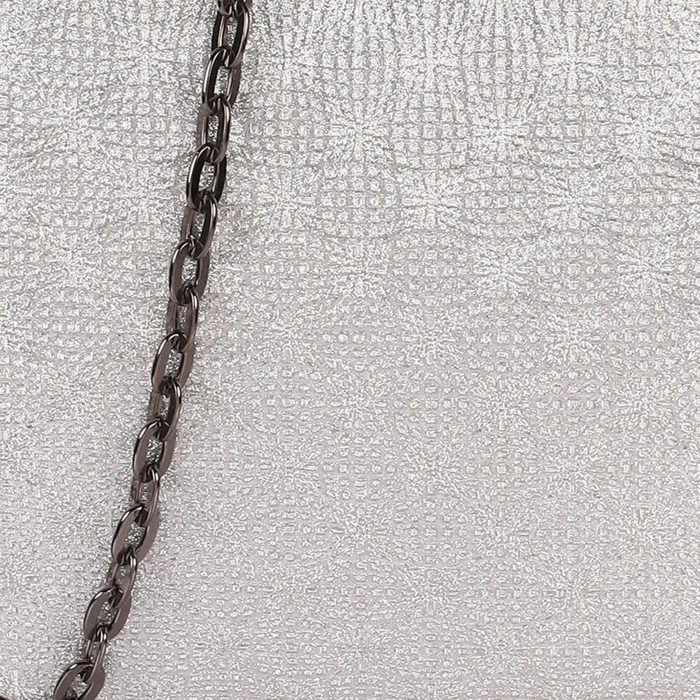 Mochi Women's Silver Fashionable Faux Leather Party Clutch (38-137)