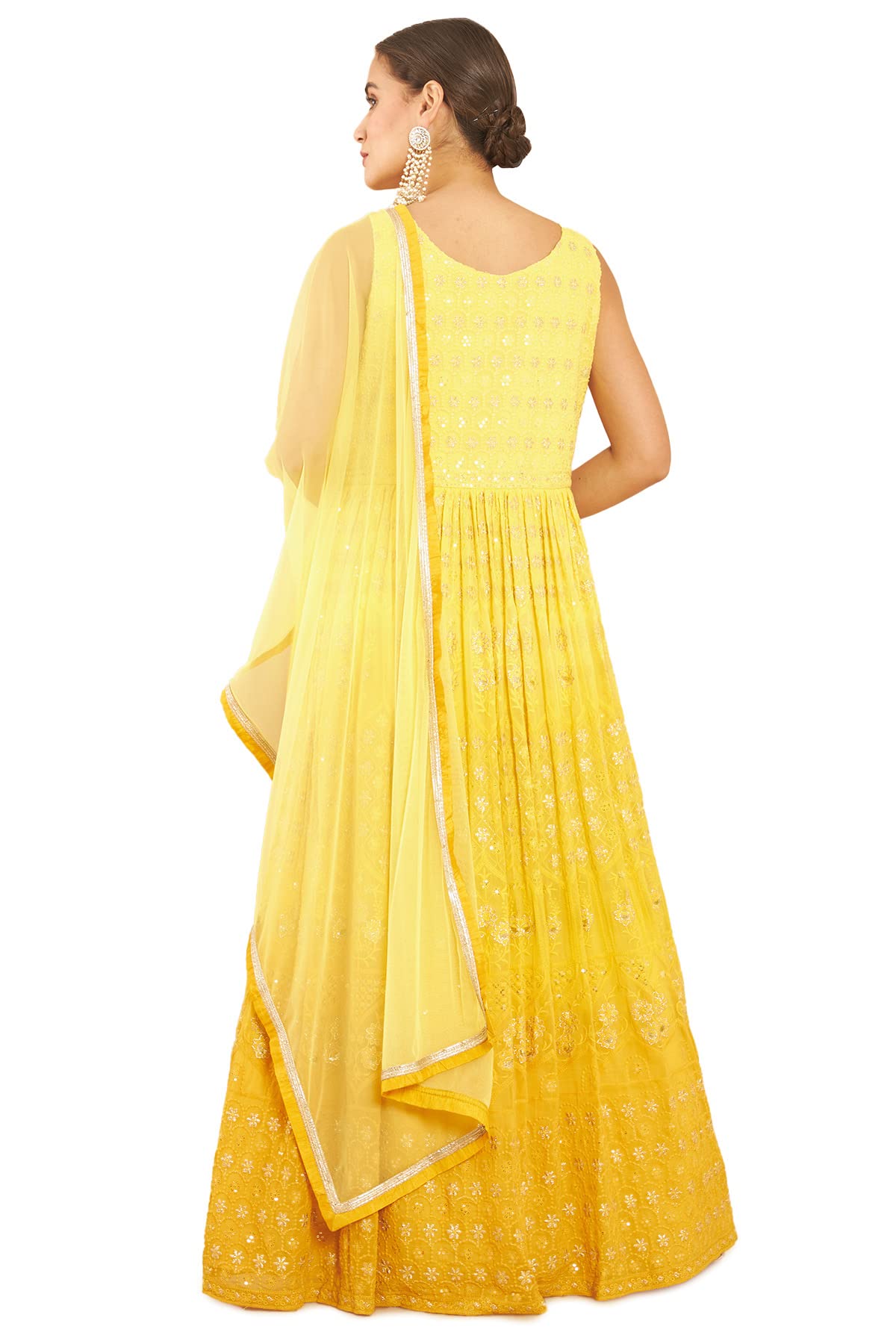 Soch Women Yellow Embroidered Gown