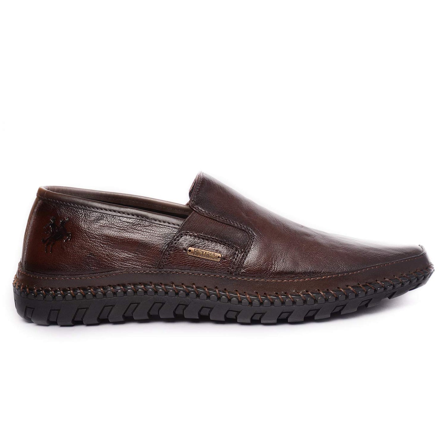 Buckaroo Nardo Natural FullGrain Leather Brown Casual Slip-On Shoes for Mens: Size UK 8