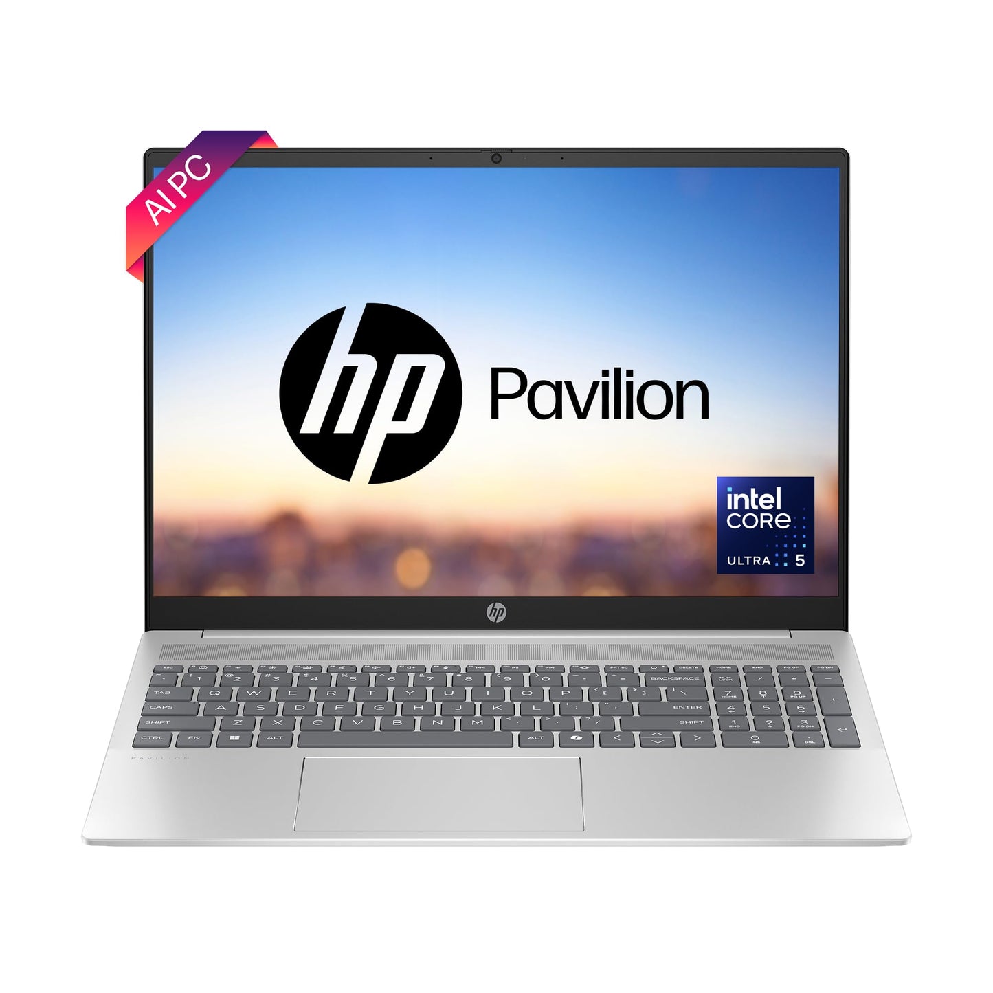 HP Pavilion AI Laptop, Intel Core Ultra 5 125U, 10-12 Tops, 16GB LPDDR5, 512GB SSD, 16-inch(40.6cm), 2K, 300 nits, WUXGA, Intel Graphics, 1080p FHD Camera(Win 11, Office 21, Silver, 1.77kg) af0015TU