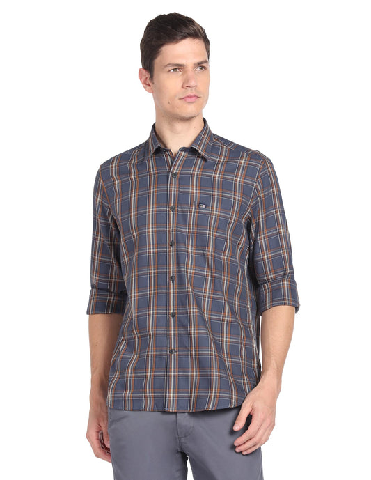 Arrow Men's Slim Fit Shirt (ASADOSH02257_Dark Grey