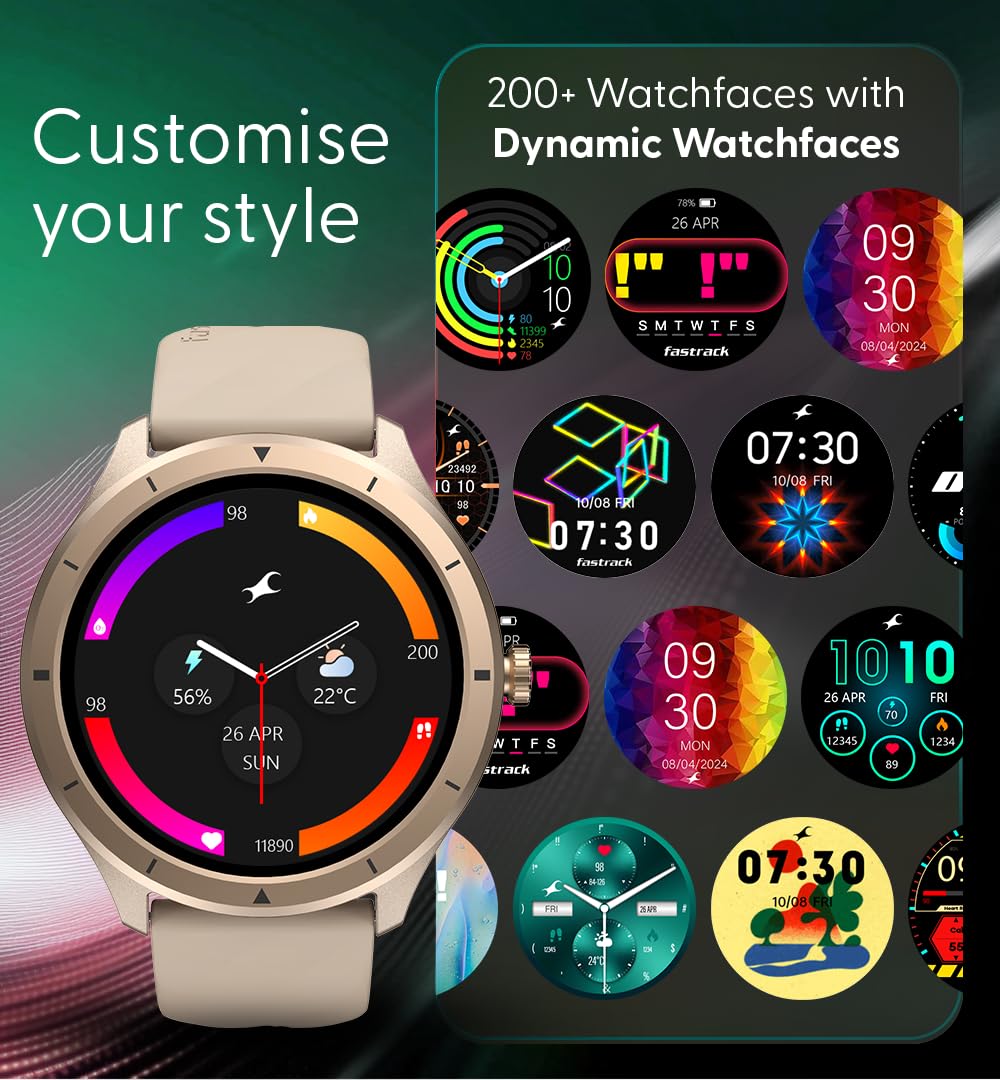Fastrack FR2 Smart Watch, 1.38" UltraVU HD Display, Blazing Fast UI, Working Crown, AI Voice Assistant, IP68 Water & Dust Resistant, Health Suite, BT Calling, Smartwatch for Men & Women (Blue)