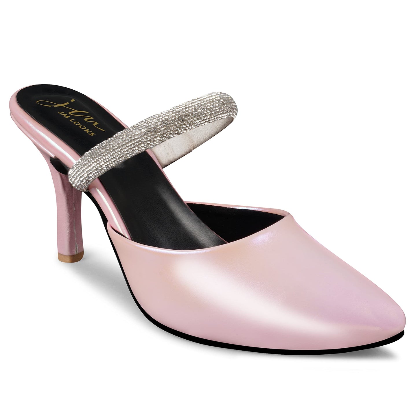 JM LOOKS Womens Block Heel Stylish Fashionable Pointed Toe Comfertable Sandal, Color-Peach I Uk Size-3