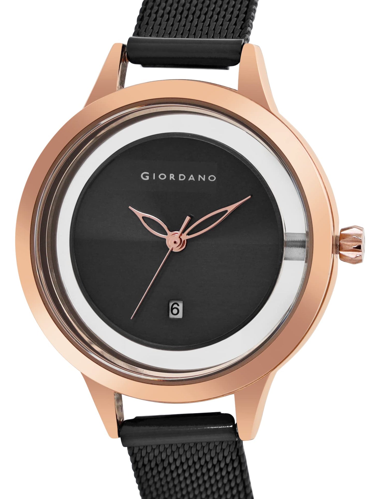 Giordano Analog Watch for Women's with See through Elegant Dial with Stainless Steel Strap|Round Shape Fashion Wrist Watch for Women|Ladies|Girls to Compliment Your Look|Ideal Gift for Women's - GD-60010