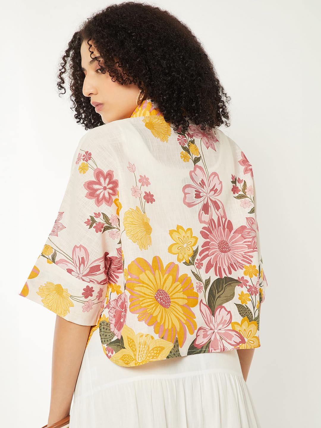 Max Women Floral Print Shirt(Off White_M)