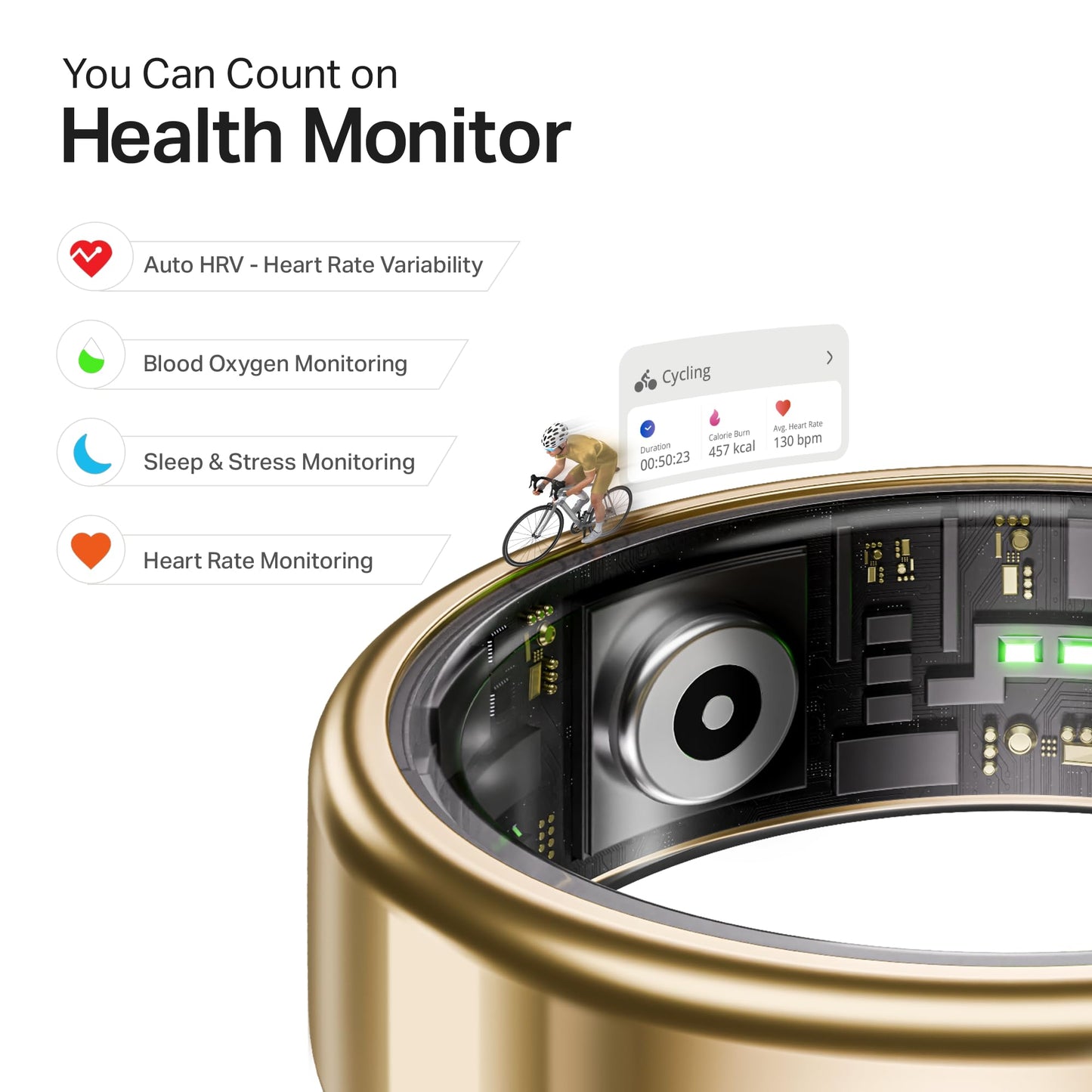 boAt New Launch SmartRing Active Plus, Auto Heart Rate, Sleep, SpO2, Stress & Skin Temperature Monitor, Stainless-Steel Build, Lightweight, 30-Days Battery, Magnetic Charging Case(10, Rose Gold)