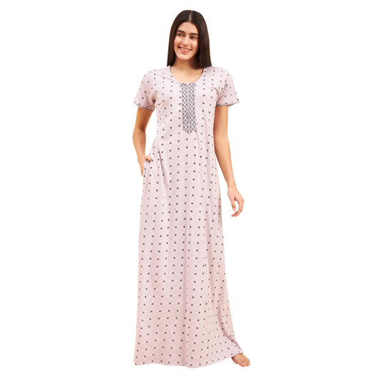 Sweet Dreams Women Printed Half Sleeves Night Dress Rose