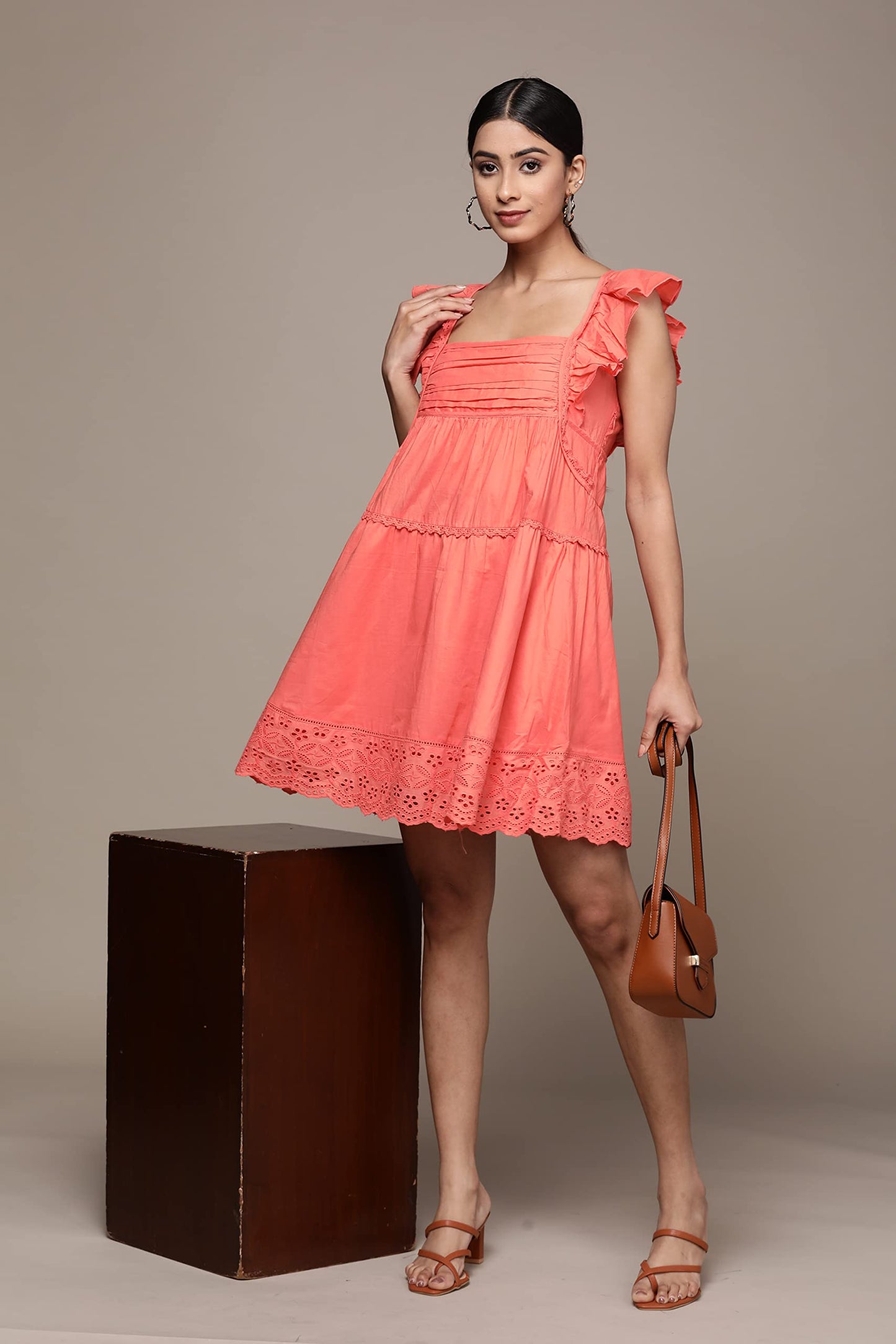 Label RITU KUMAR Coral Solid Short Dress
