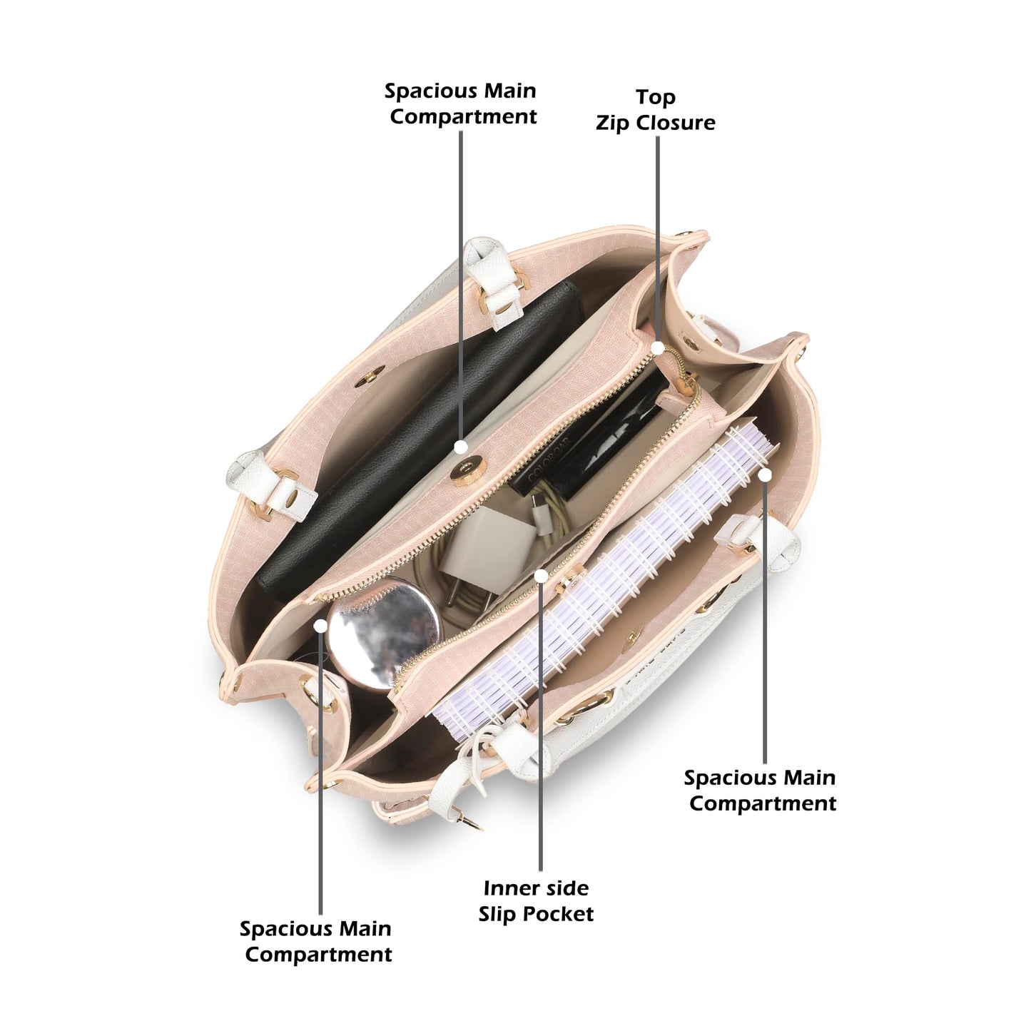 Lavie Luxe Laura 3 Compartment Tote Handbag | Tote Bag for Work | Ladies purse | Stylish Shoulder Bag | Gift for Women