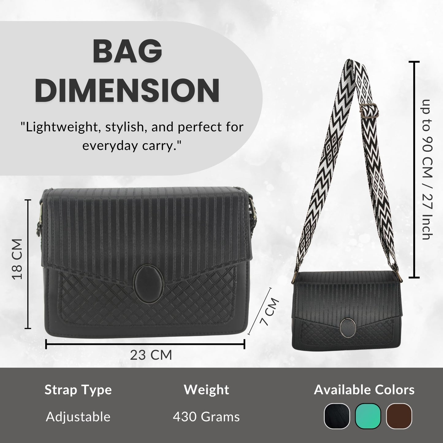 ITALISH Sling Bag For Women Leather Crossbody Small Handbags For Women Girls With Strap (Black Guitar Strap)