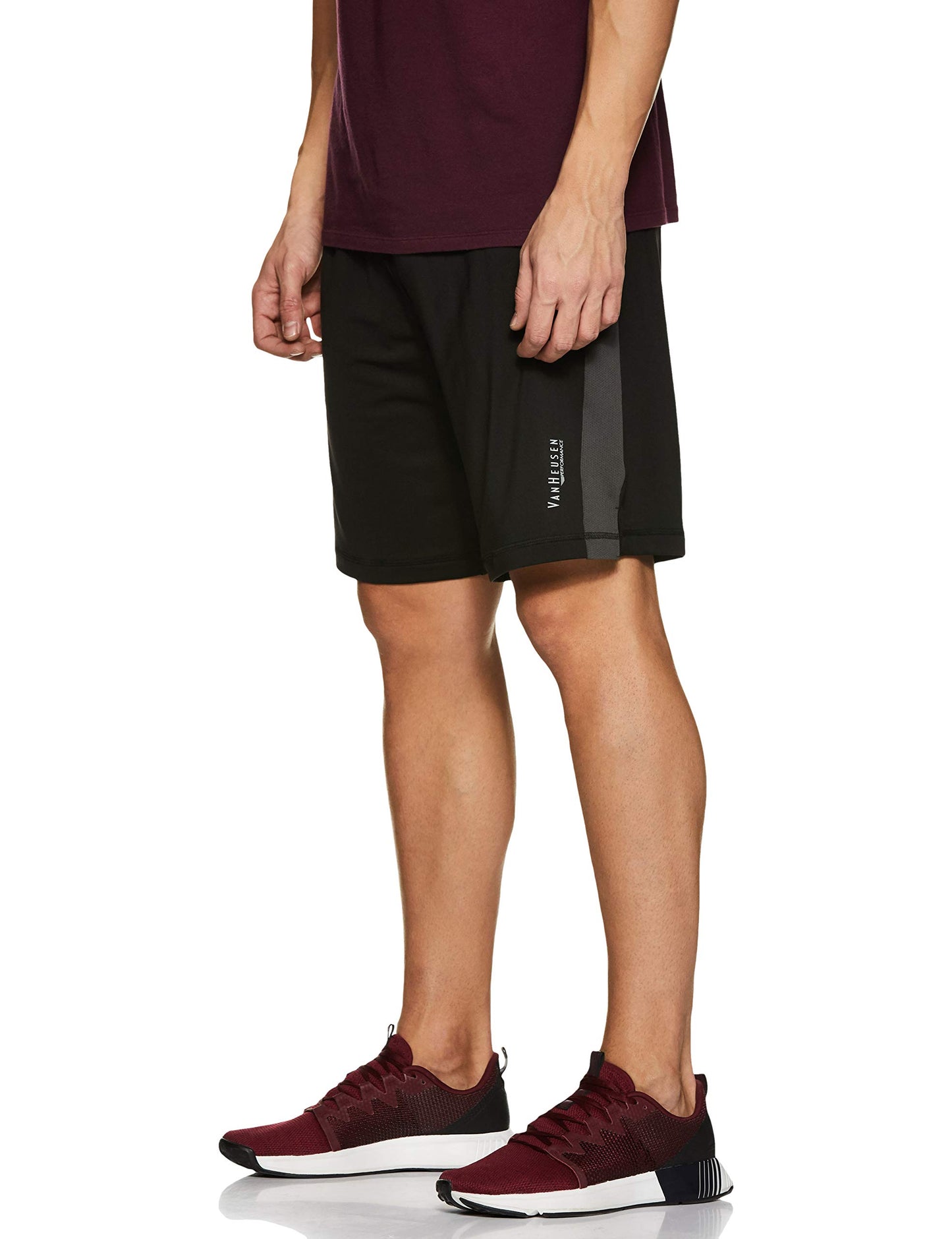 Van Heusen Performance Men Knit Shorts - Polyester Spandex - Swift Dry, High Stretch, Mesh Panel_51003_Black_XXL