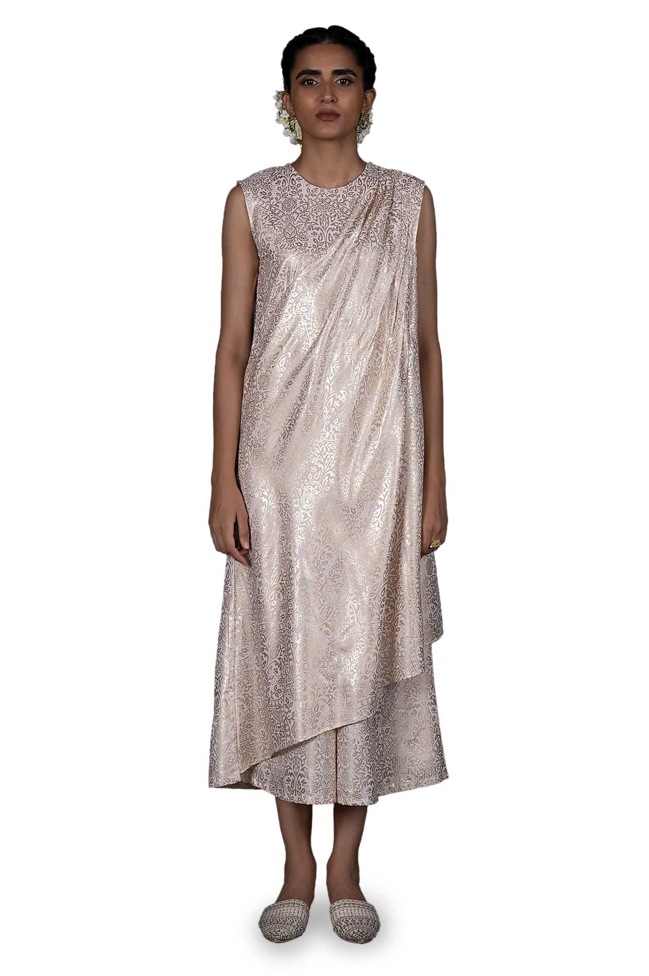 W for Woman Pink Draped Style Festive Printed Jumpsuit_22AUW19333-121478_M