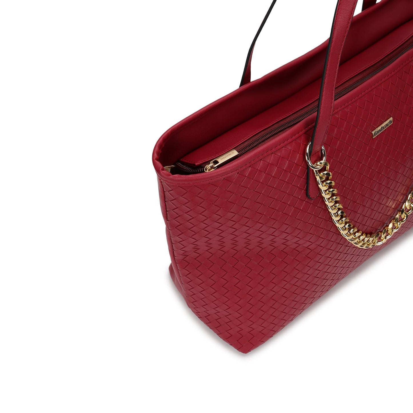 Fastrack Textured Oversized Structured Tote Bag for Women, Girls and Ladies | with a Unique Gold Metal Chain Accent | Totes for Casual Carry | With Spacious Zipper Compartment