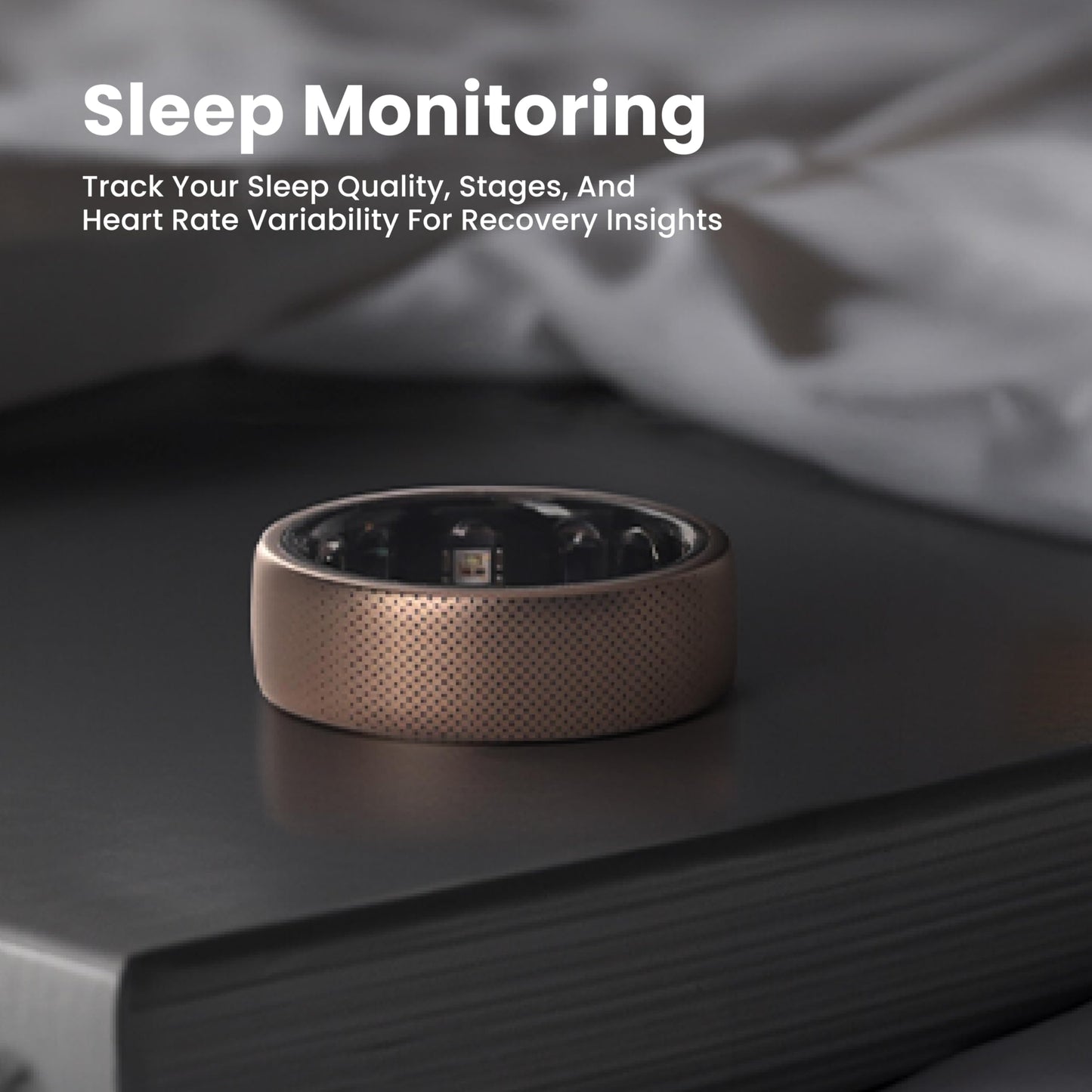 Amazfit Helio Smart Ring, Wearable Fitness Tracker, Sleep Heart Rate Health Monitor, No App Subscription, 4 Days Battery Life, Fast Wireless Charging, 10 ATM Water-Resistance (Size 8)