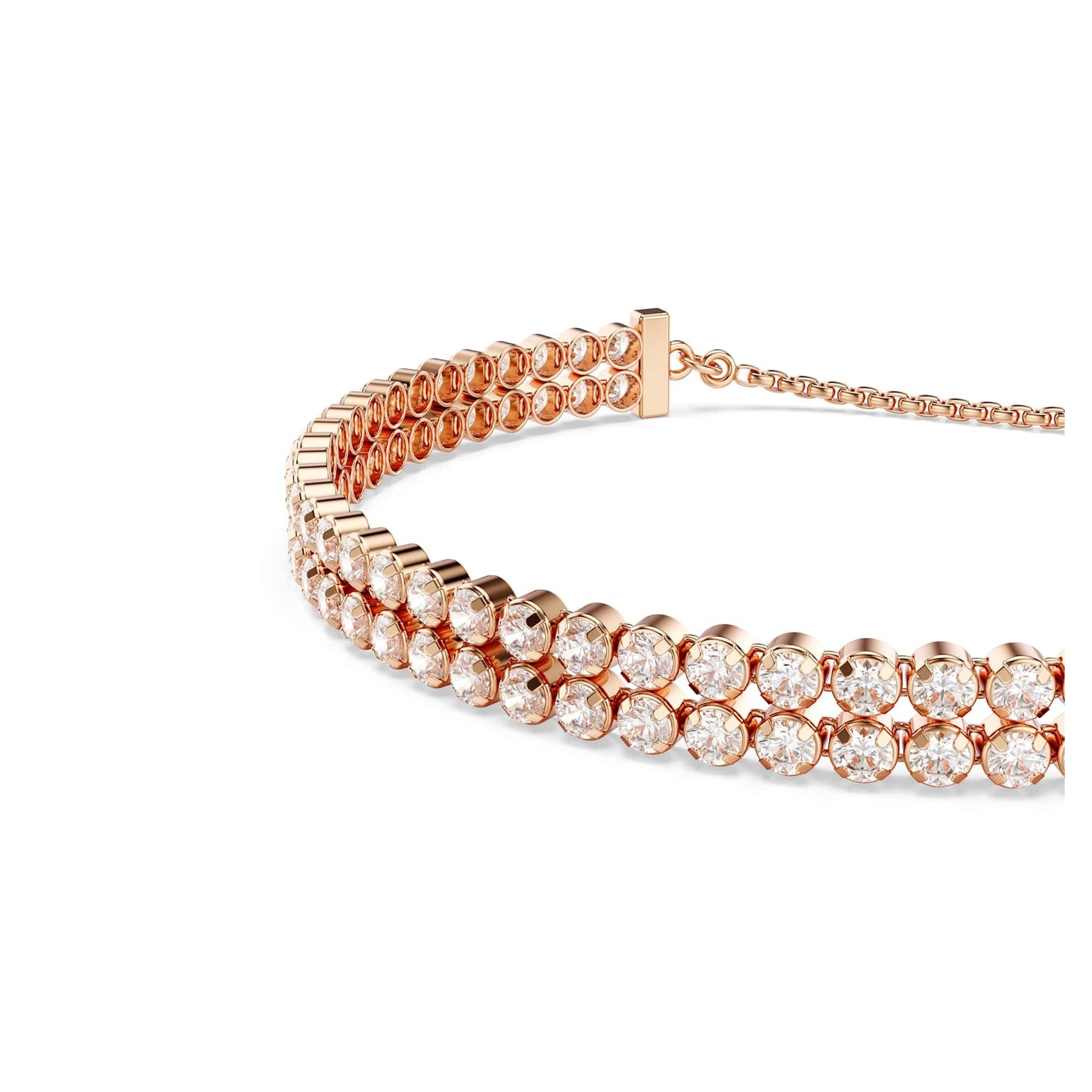 [Official] [Swarovski] Matrix Tennis Bracelet, Round Cut, White, Rose Gold Tone Plating, ワンサイズ, Crystal, No Gemstone