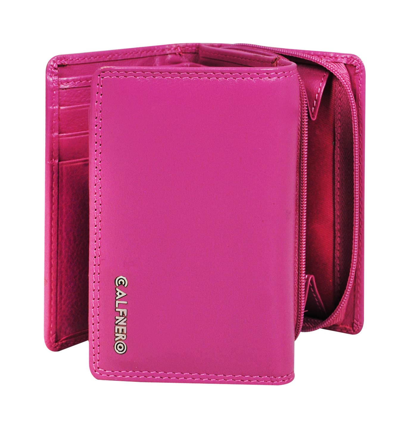 Women's Genuine Leather wallet-Long Purse Wallet with Multiple Card Slots, Zip Pocket and Note Compartment. (Pink)