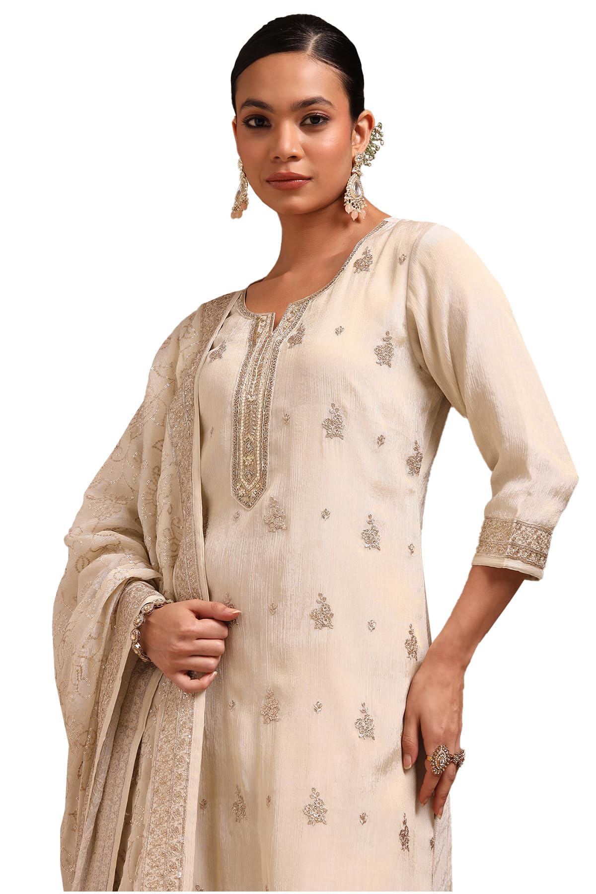 Soch Womens Tissue Embroidered Suit Set With Sequins