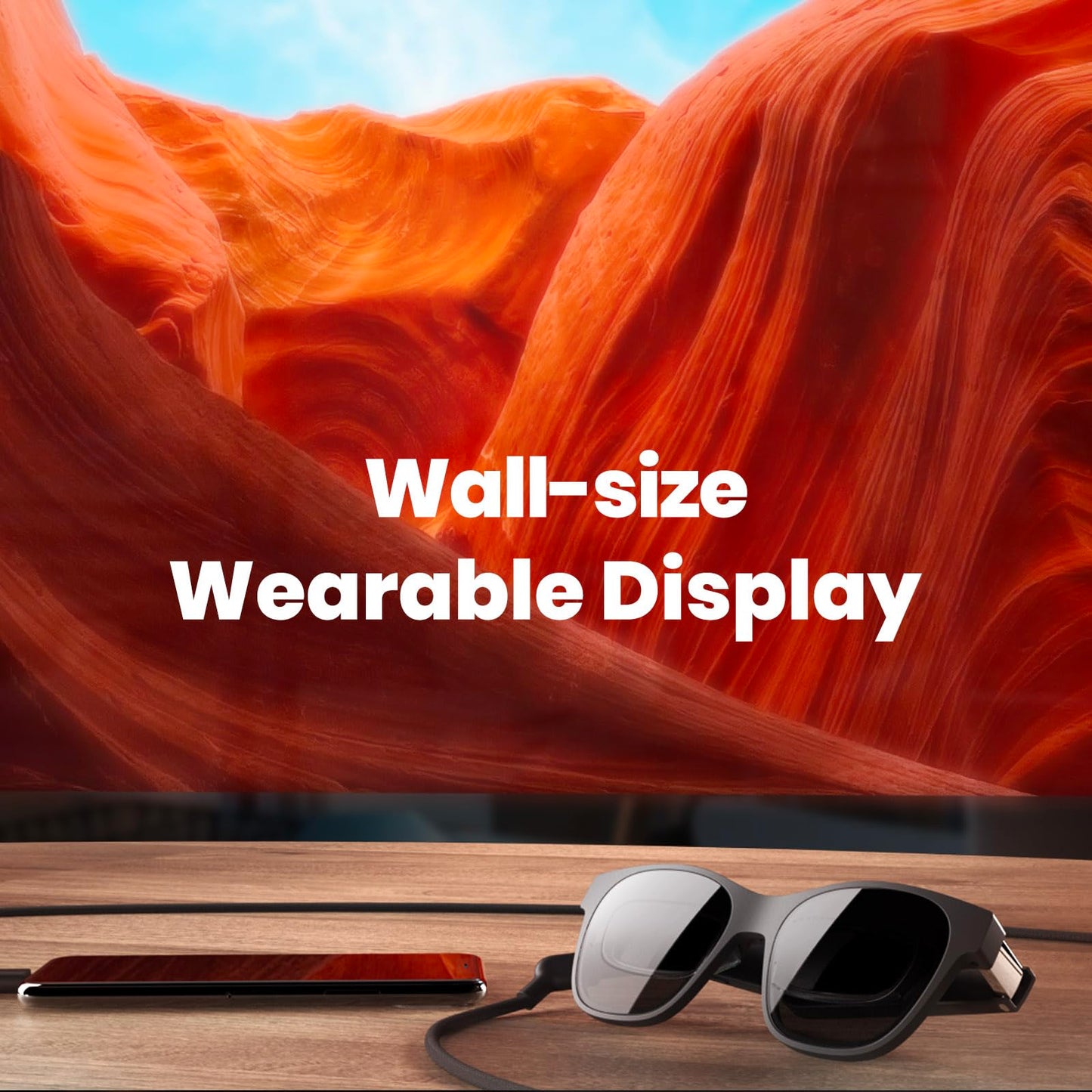 XREAL Air AR Glasses, Smart Glasses with Massive 201" Micro-OLED Virtual Theater, Augmented Reality Glasses, Watch, Stream, and Game On PC/Android/iOS–Consoles & Cloud Gaming Compatible, Black