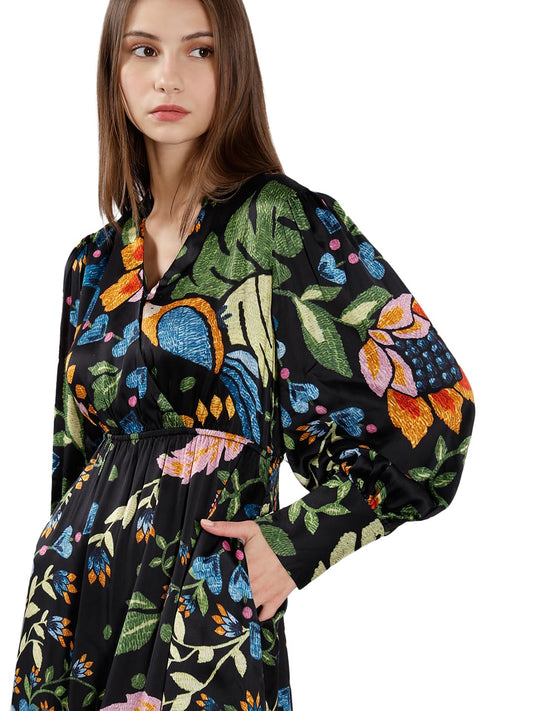 VERO MODA Women's Polyester Fit and Flare Maxi Dress