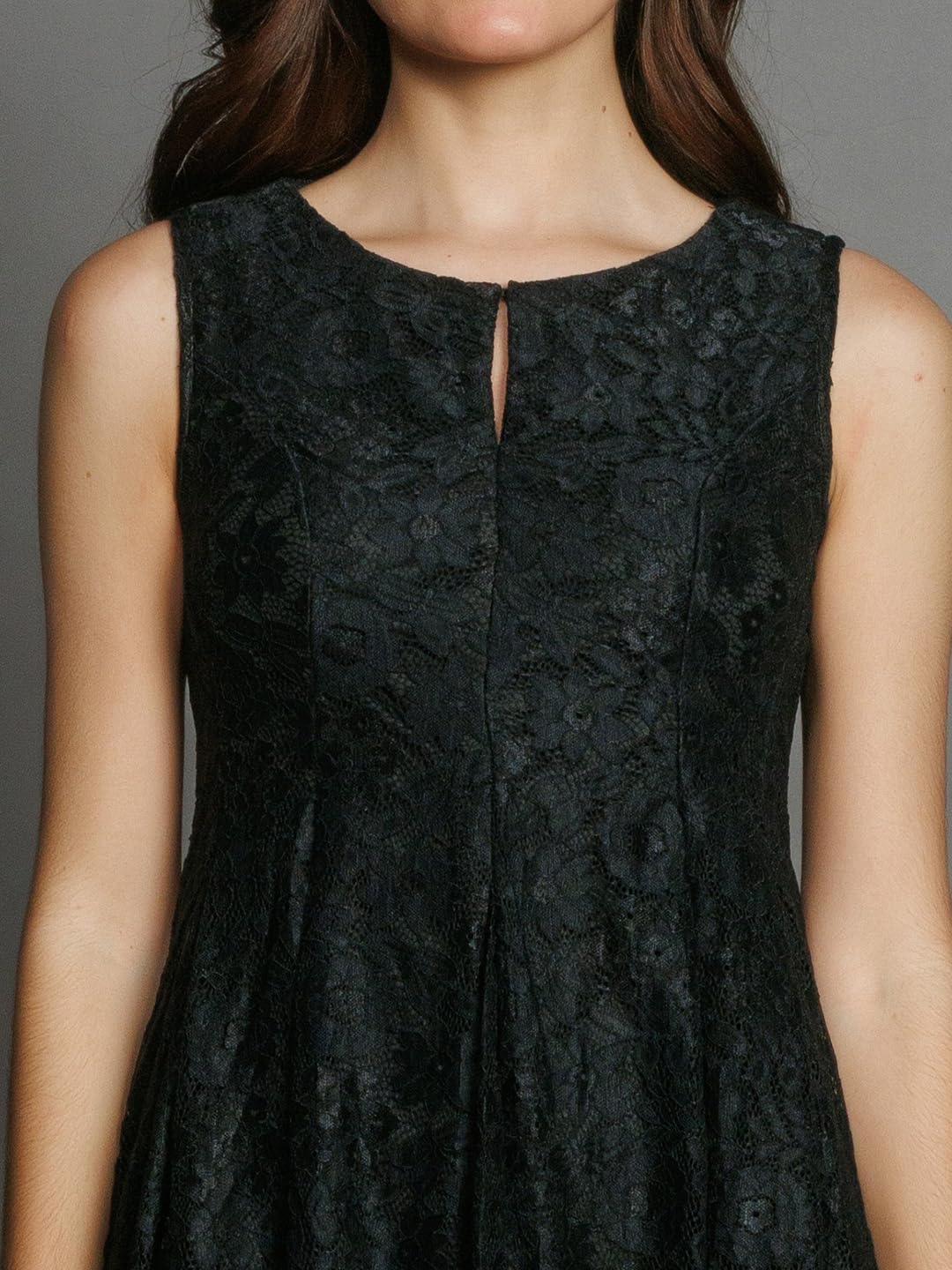 Zink London Women's Black Lace Flared Short Dress