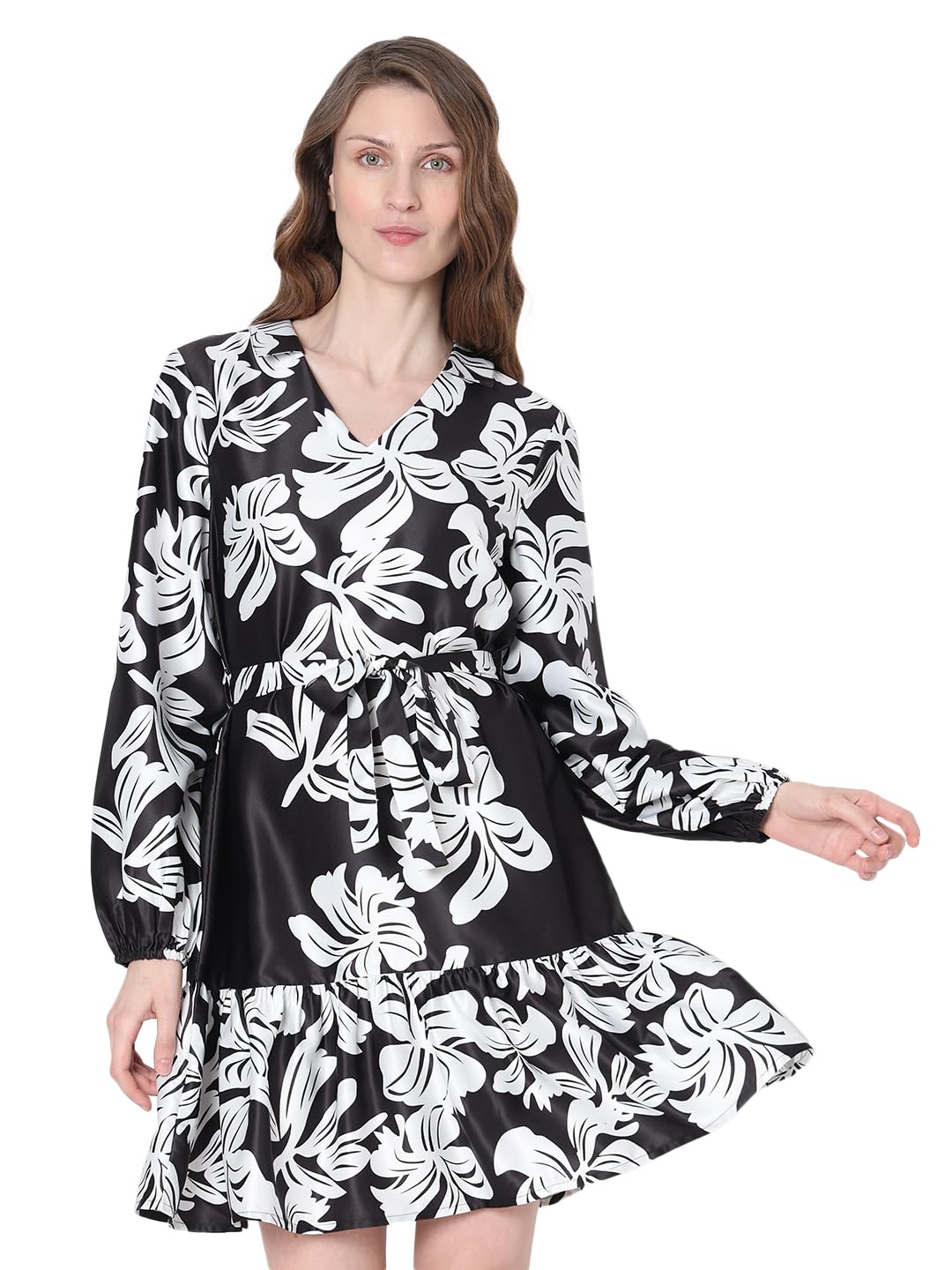 VERO MODA Women's Polyester A-Line Mini Dress (10317927- Black