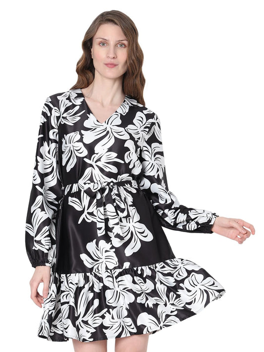 VERO MODA Women's Polyester A-Line Mini Dress (10317927- Black