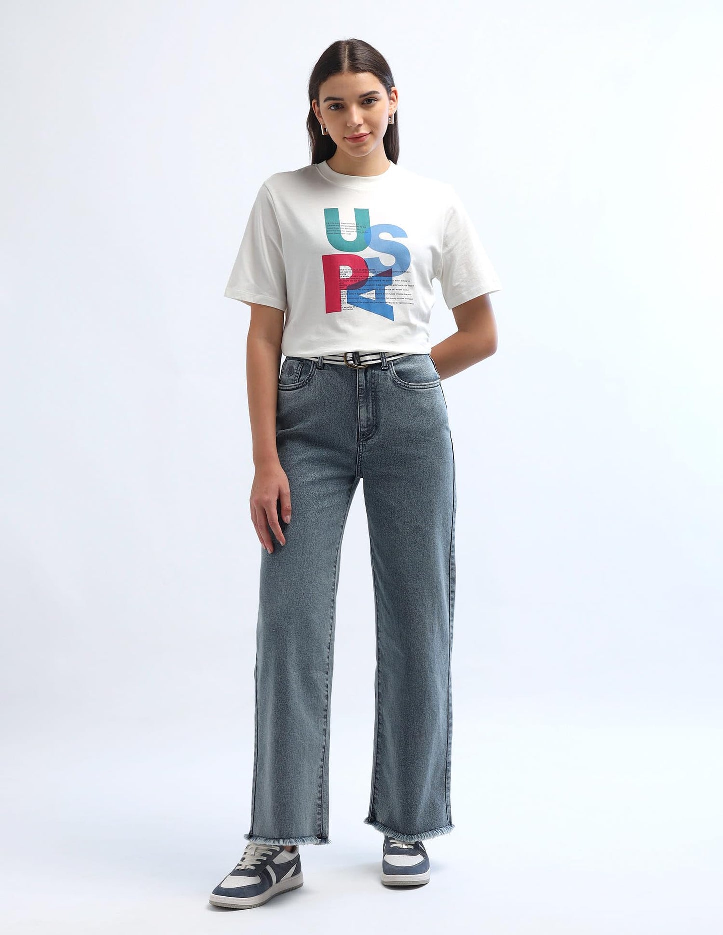 U.S. POLO ASSN. High Rise Wideleg Jeans (UWAW24JEN227_Blue_30)