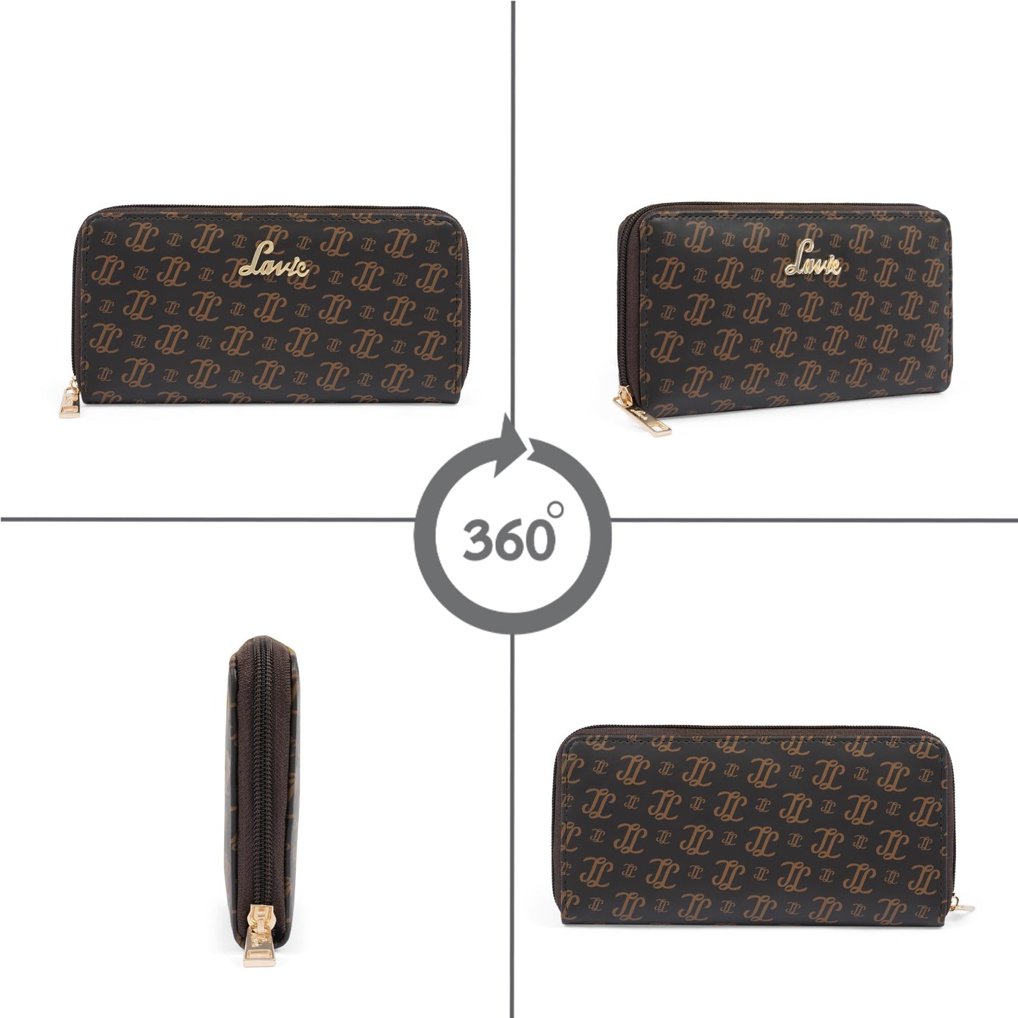 Lavie Women's Sacy Monogram LL Print Large Zip around Wallet | Ladies Purse Handbags