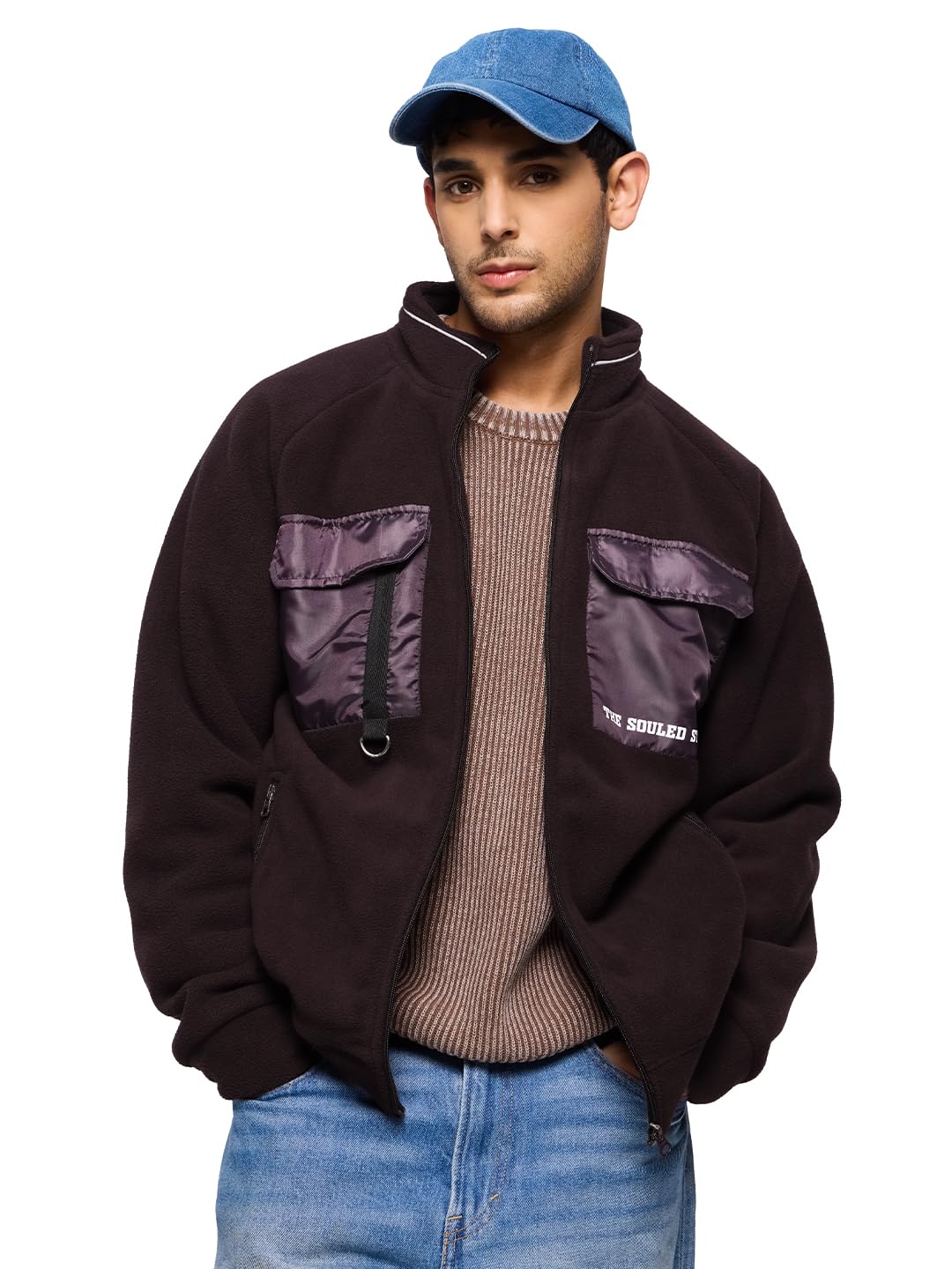 The Souled Store Utility Jacket : Plum Long Sleeve Button Front Jackets for Men and Boys