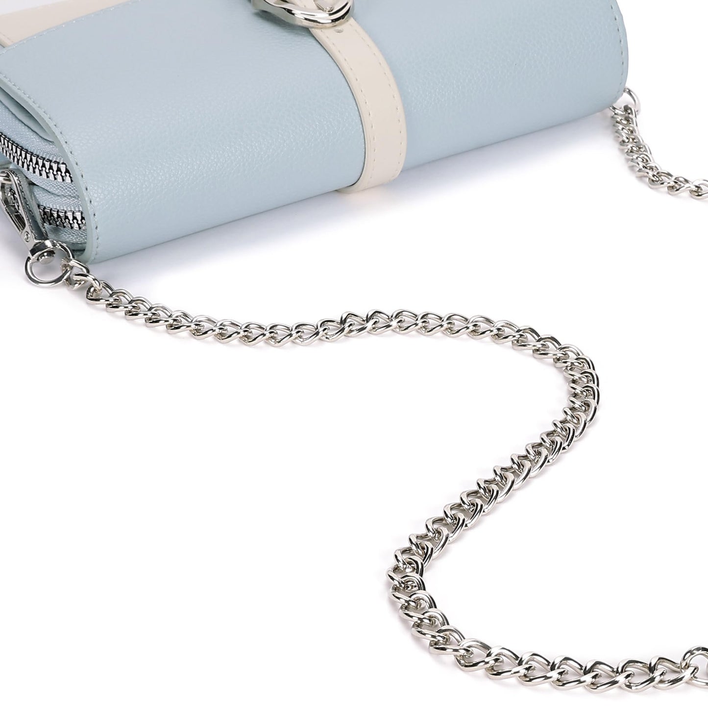 Fastrack Color-Blocked Sling Bag for Women | Faux Leather Crossbody with Zippered Compartment, Chain Strap and Lightweight Build | Compact Everyday Bag for Travel, College and Casual Outfits