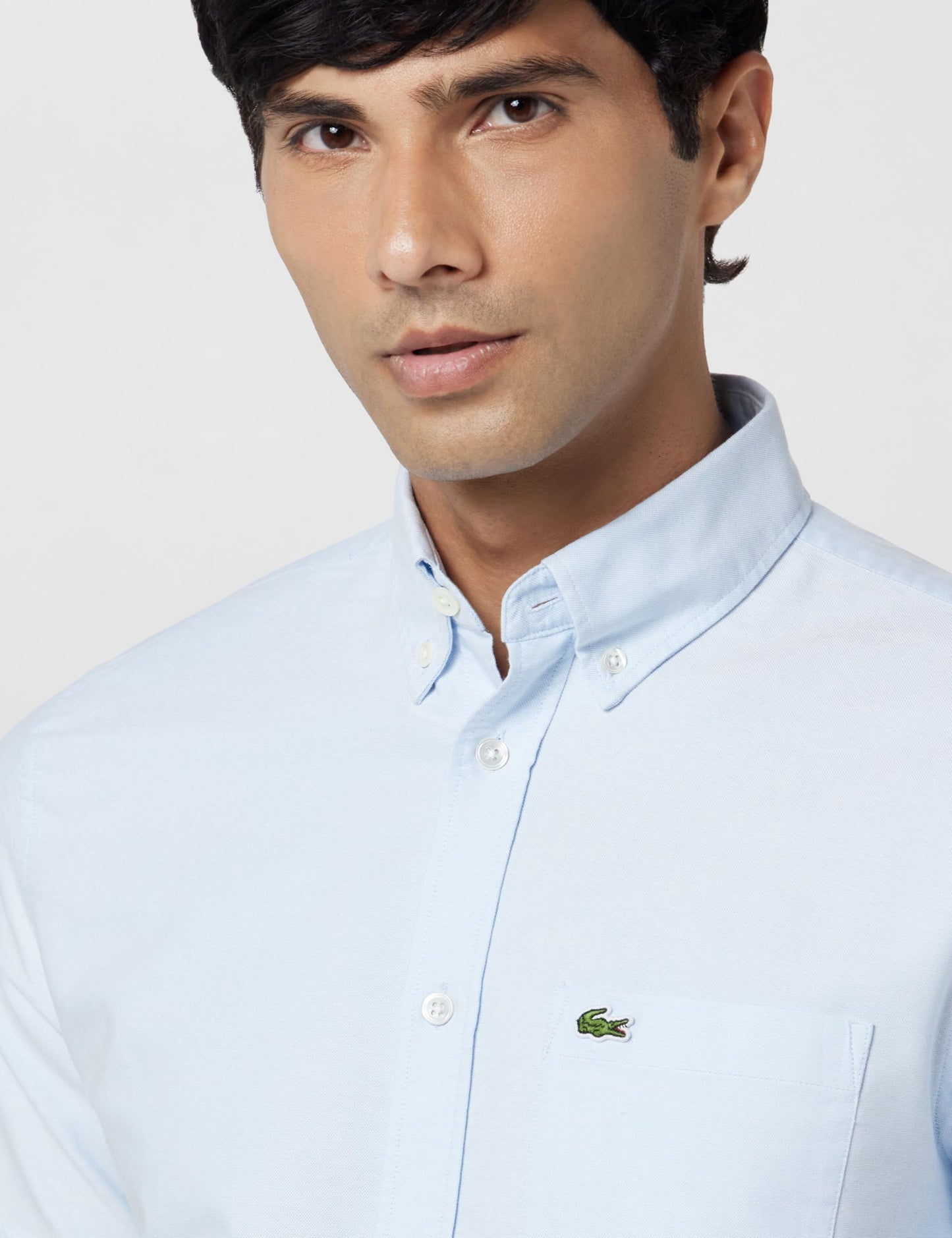 Lacoste Men's Cotton Regular Fit Shirts (CH1917F6Z_Blue 42)