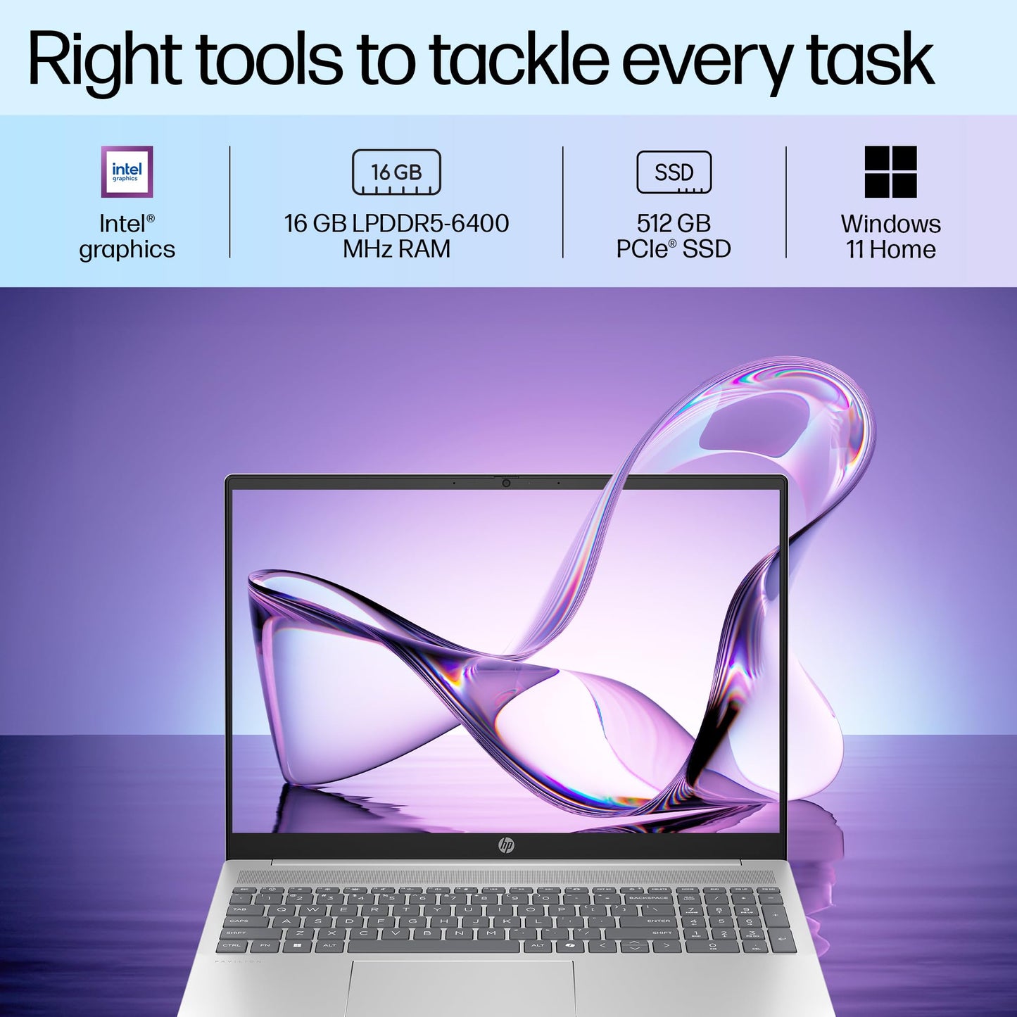 HP Pavilion AI Laptop, Intel Core Ultra 5 125U, 10-12 Tops, 16GB LPDDR5, 512GB SSD, 16-inch(40.6cm), 2K, 300 nits, WUXGA, Intel Graphics, 1080p FHD Camera(Win 11, Office 21, Silver, 1.77kg) af0015TU