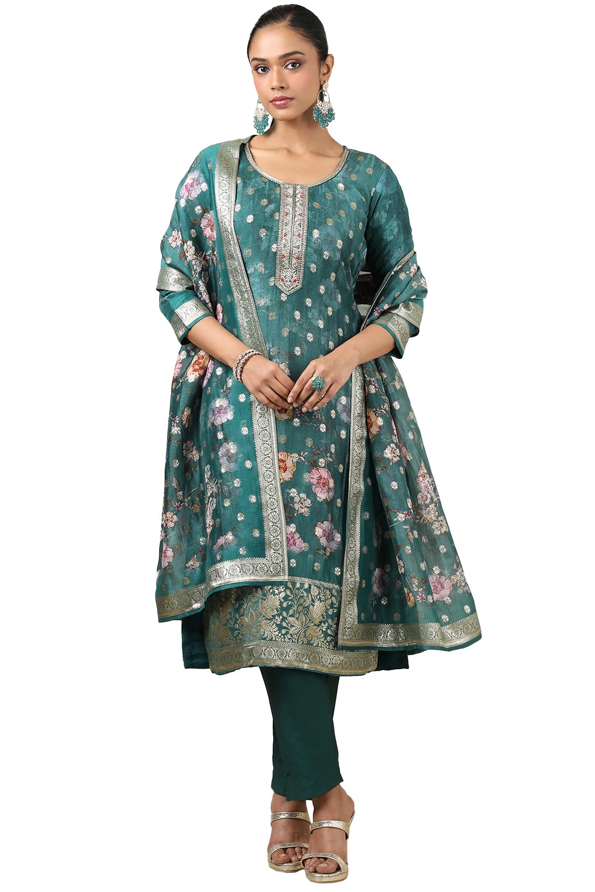 Soch Women's Brocade Salwar Suit Set (EWS5CD21720_Teal