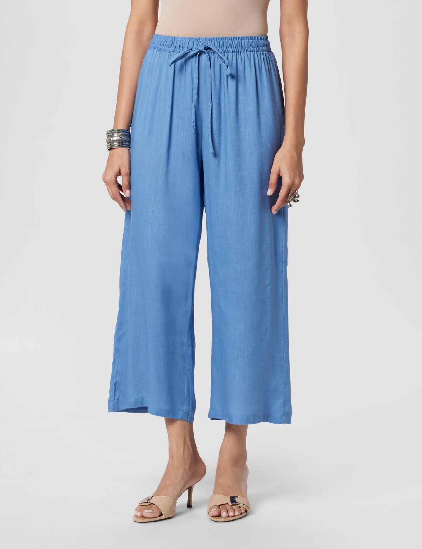 BIBA Women Rayon Solid Relaxed Mix And MatchCo-Ord Set (Work Vog1884_Blue_38)