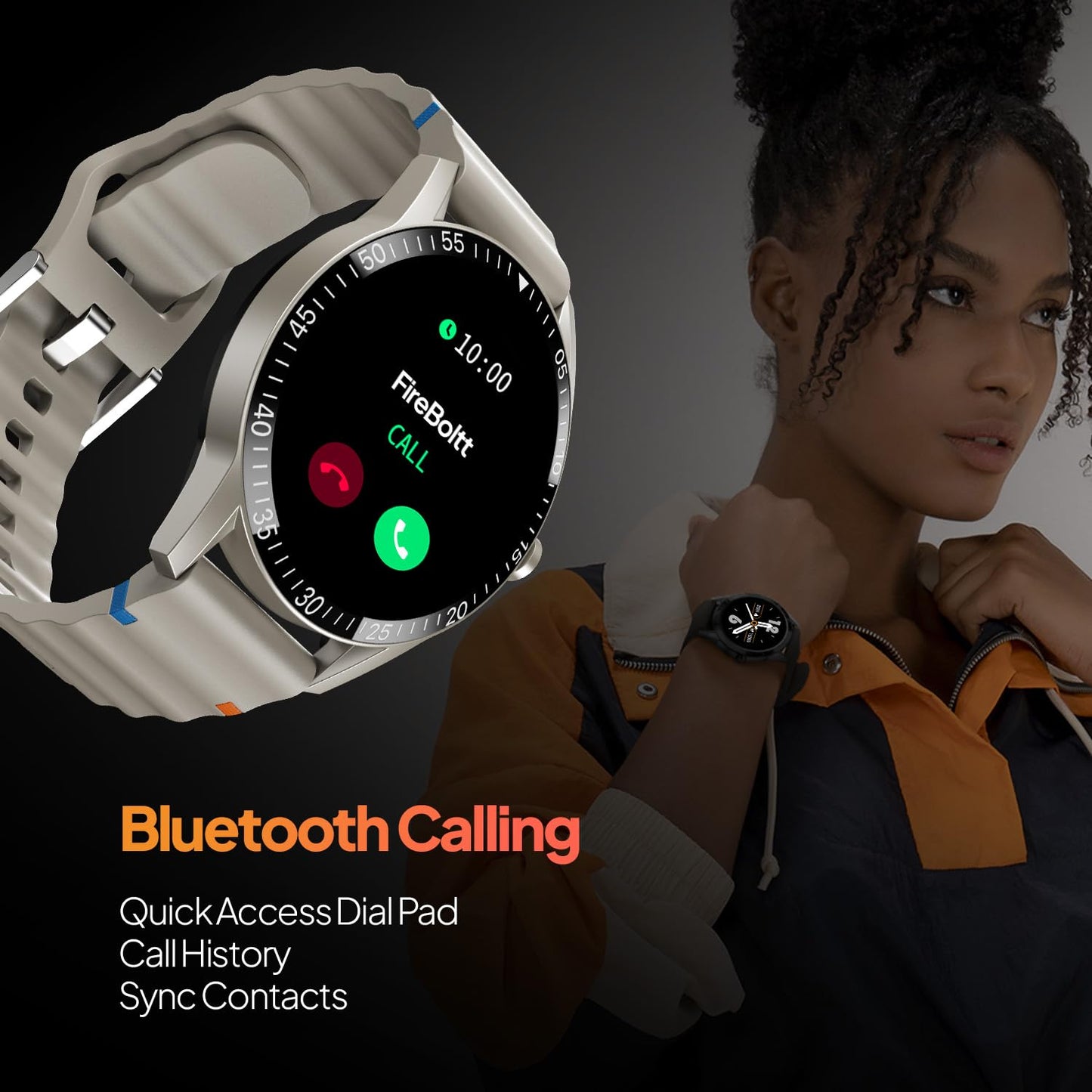 Fire-Boltt Talk Bluetooth Calling Smartwatch, 1.39" TFT Display with Dual Button, Hands On Voice Assistance, 120 Sports Modes, in Built Mic & Speaker (Talk, Beige)