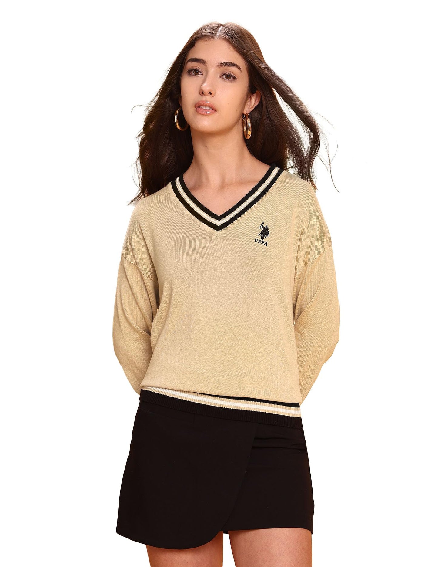 U.S. Polo ASSN. Women's Cotton Casual Sweater (UWAW25SWE212