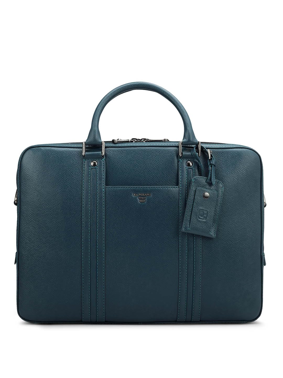 Da Milano Leather Laptop Bag for Men & for Women - Fits Upto 16" Laptop - Blue