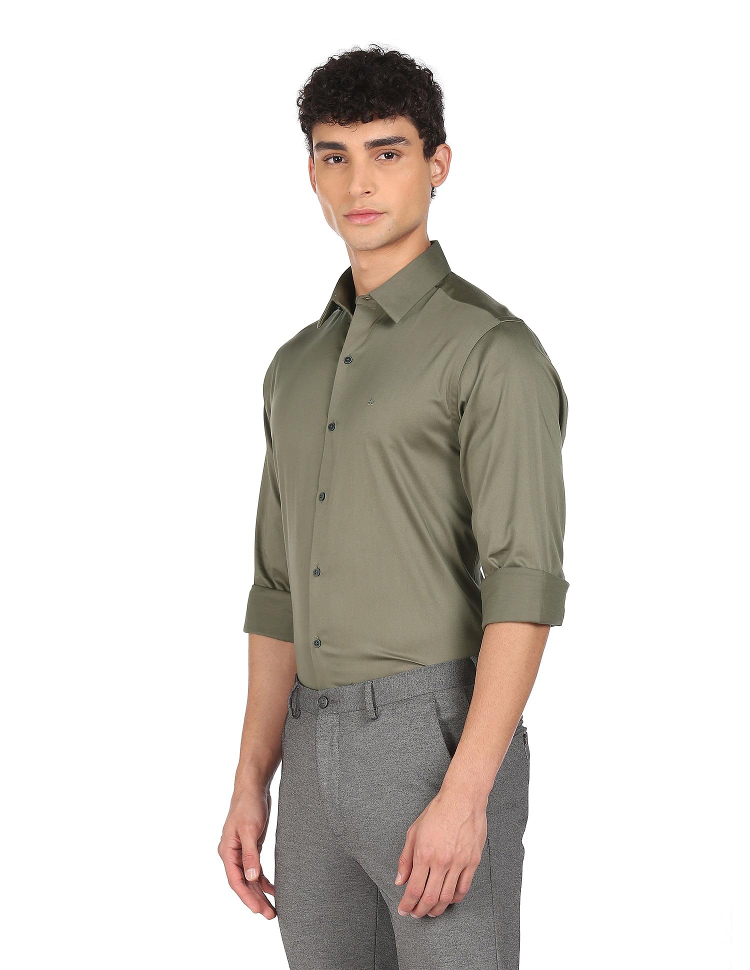 Arrow Men's Solid Regular Fit Shirt (Green) - SaumyasStore