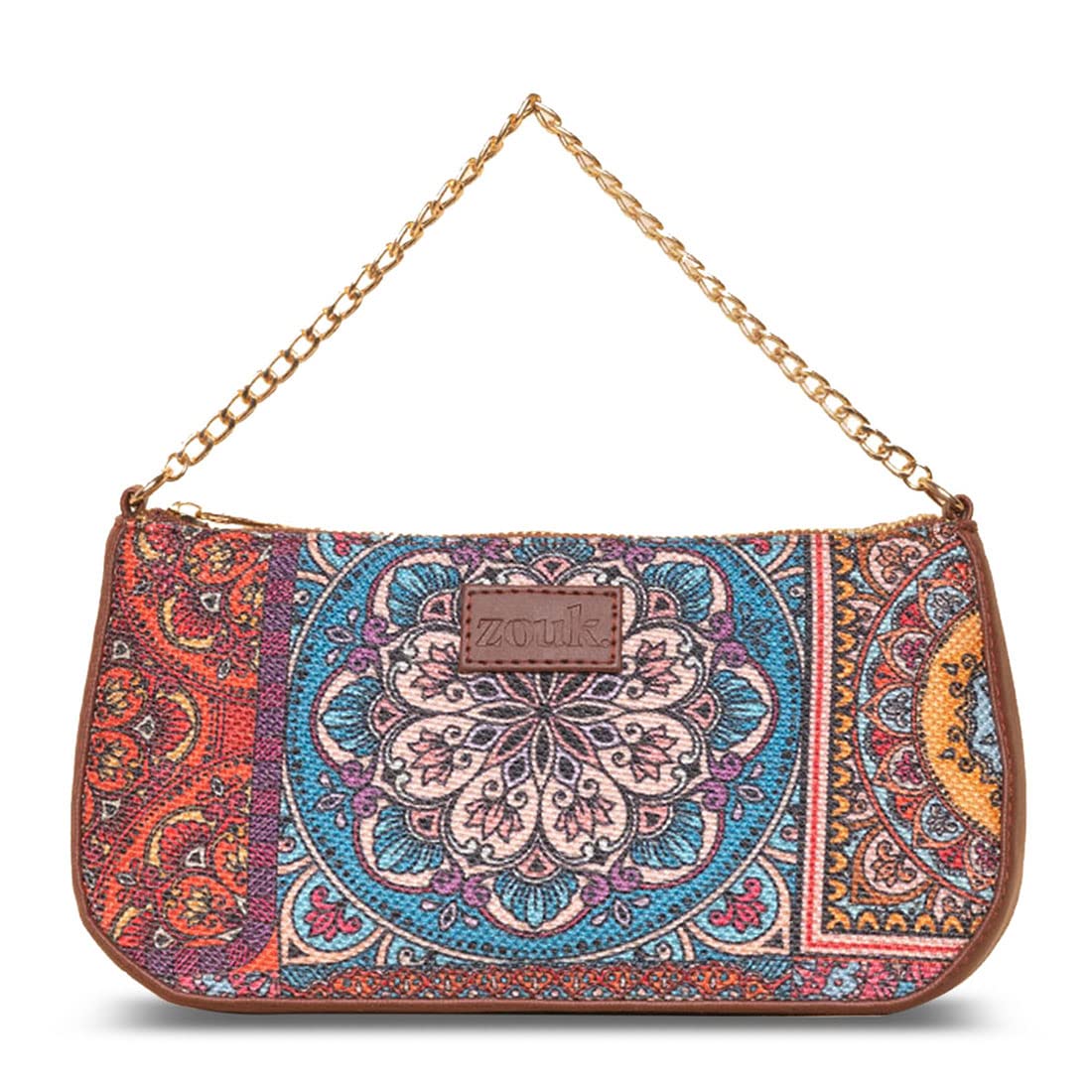 ZOUK Baguette Bag | Crossbody Bags for Women | Women's Handbags | Stylish Sling Bag for Woman | Vegan Leather Evening Bag | Travel & Office Use | Purse and Wallet | Multicolor Mandala Print